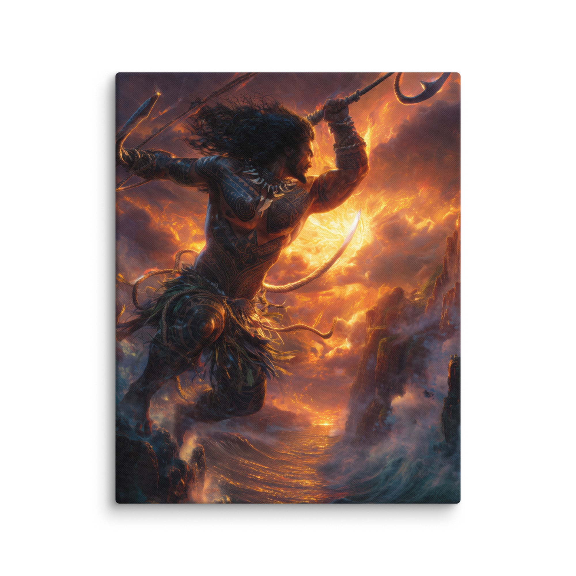 Hawaiian Maui Demigod Hawaiian canvas wall art shown at 16×20 inch size