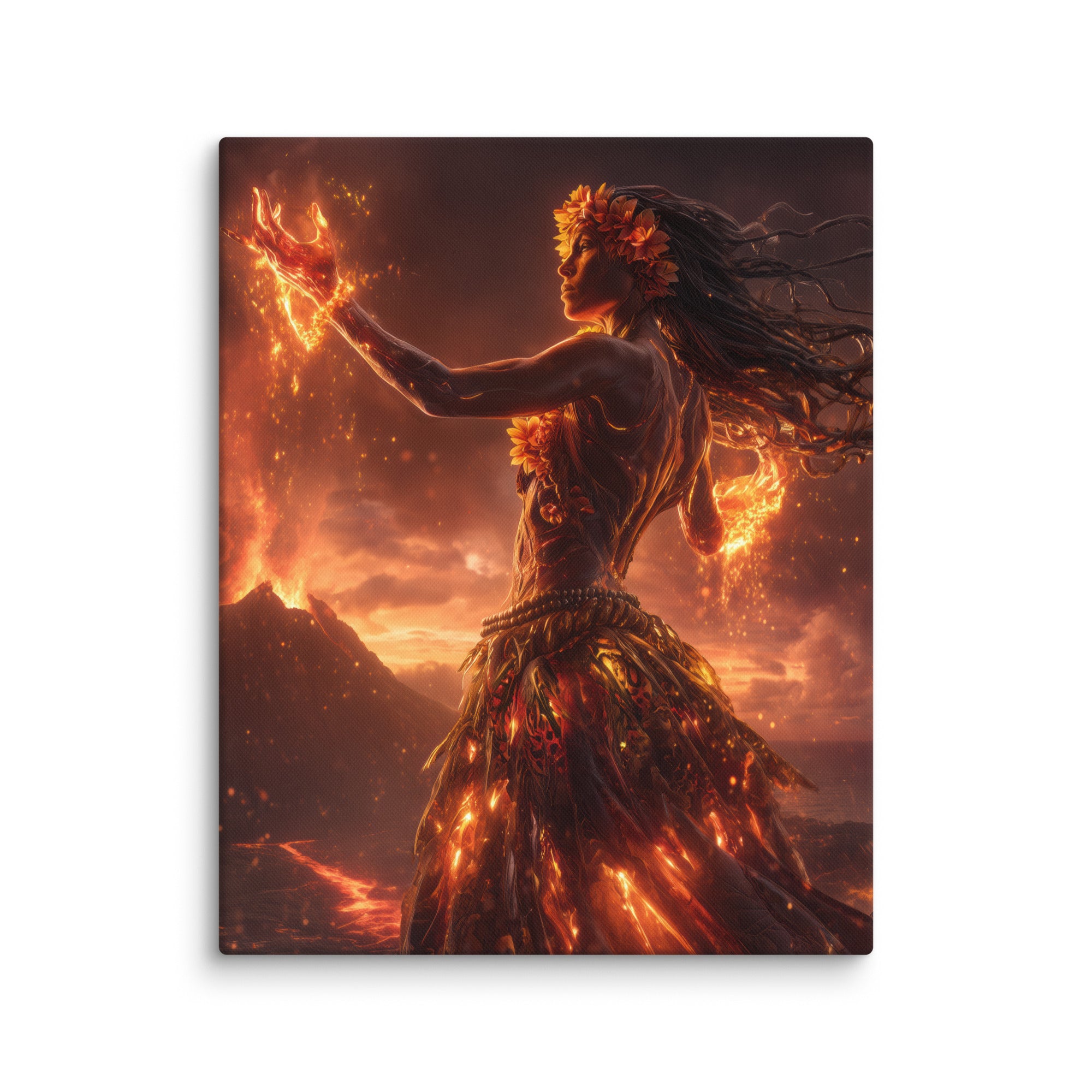 Hawaiian Pele Volcano Goddess Hawaiian canvas wall art shown at 16×20 inch size