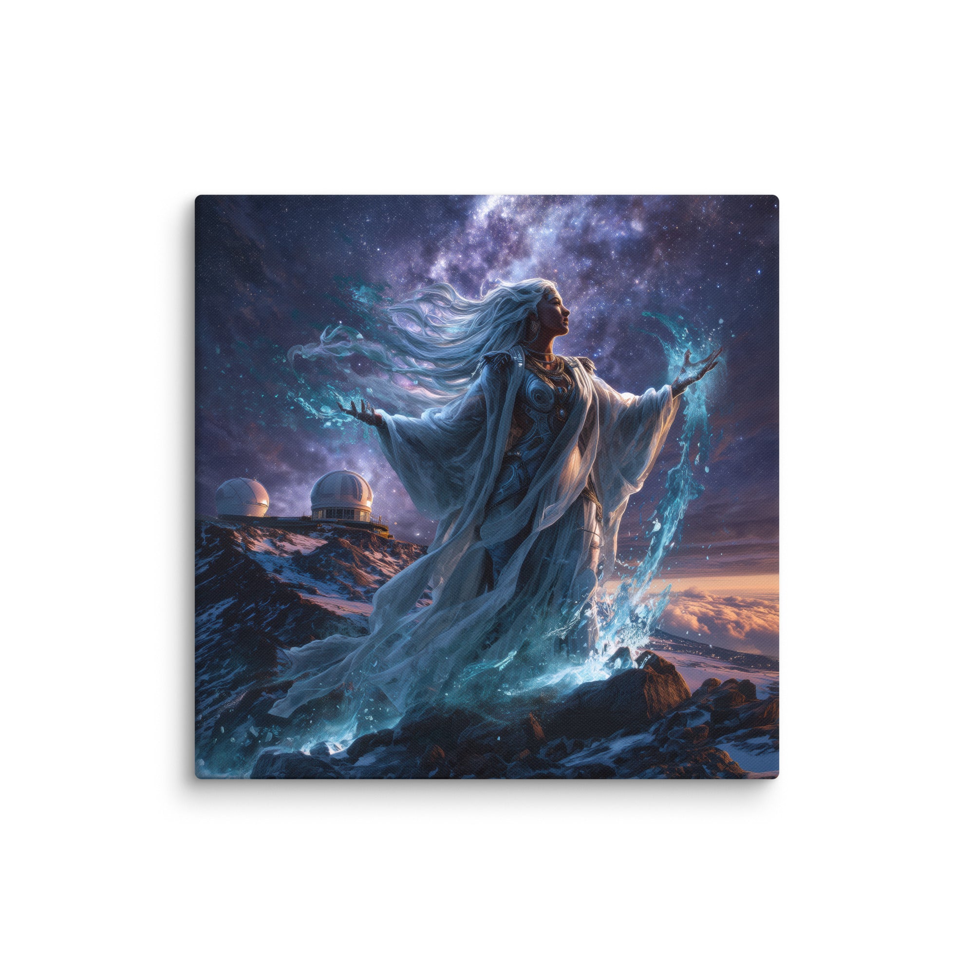 Hawaiian Poliahu Snow Goddess Hawaiian canvas wall art shown at 18×18 inch size