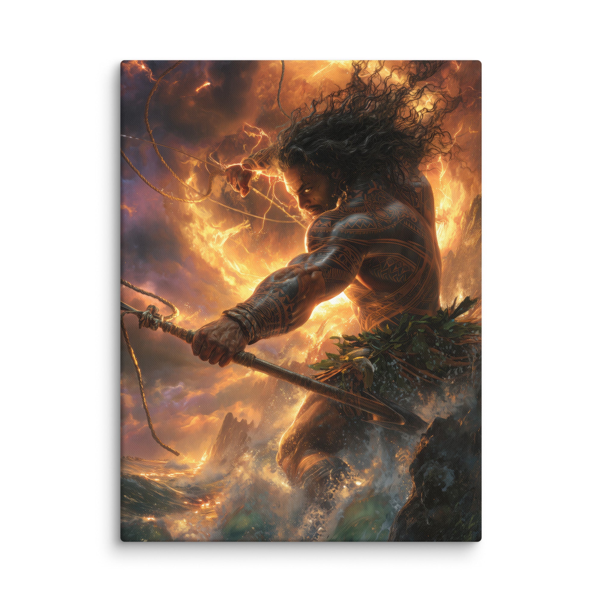 Hawaiian Maui Demigod Hawaiian canvas wall art shown at 18×24 inch size