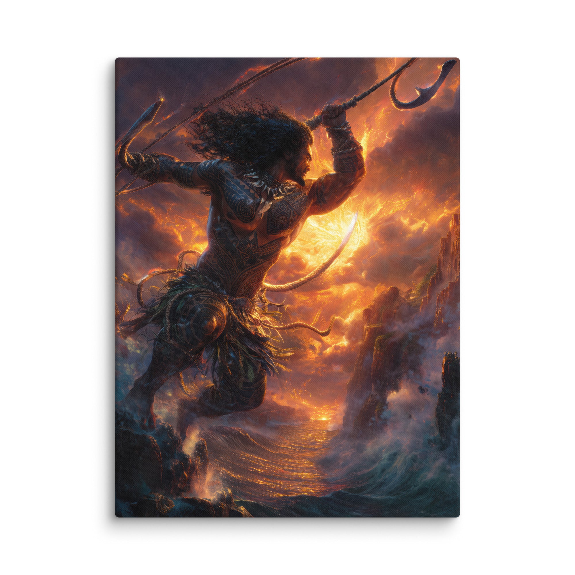 Hawaiian Maui Demigod Hawaiian canvas wall art shown at 18×24 inch size