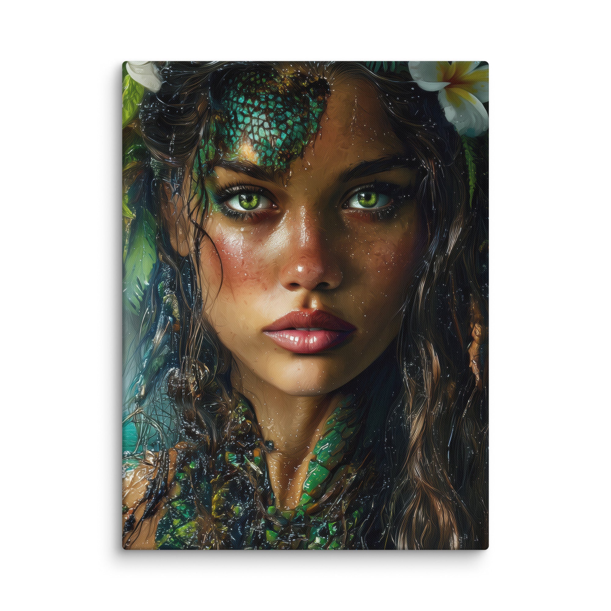 Hawaiian Moo Wahine Hawaiian canvas wall art shown at 18×24 inch size