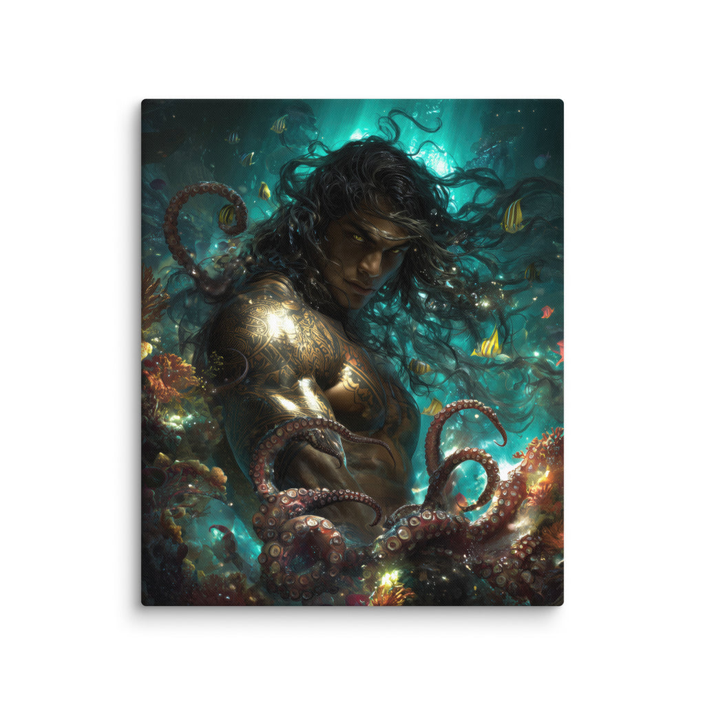 Hawaiian Kanaloa Ocean God Hawaiian canvas wall art shown at 20×24 inch size