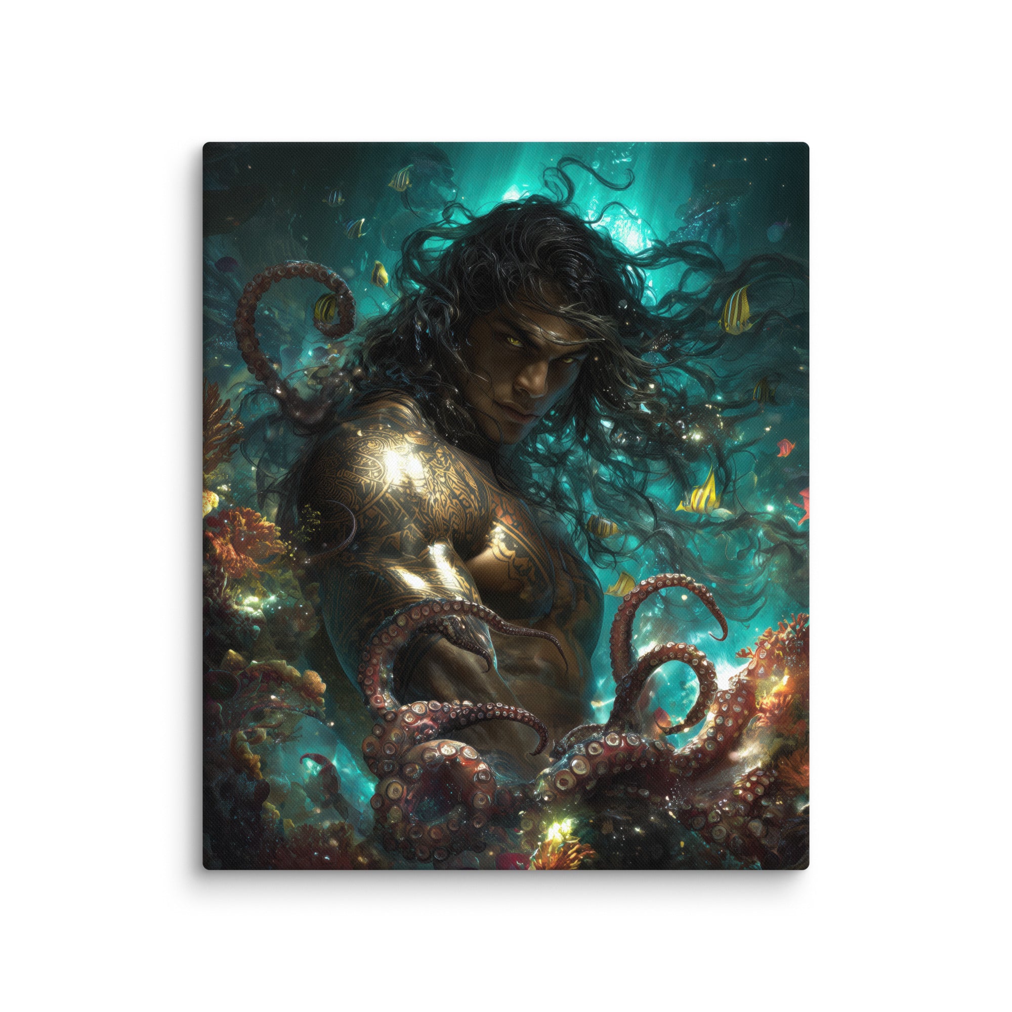 Hawaiian Kanaloa Ocean God Hawaiian canvas wall art shown at 20×24 inch size