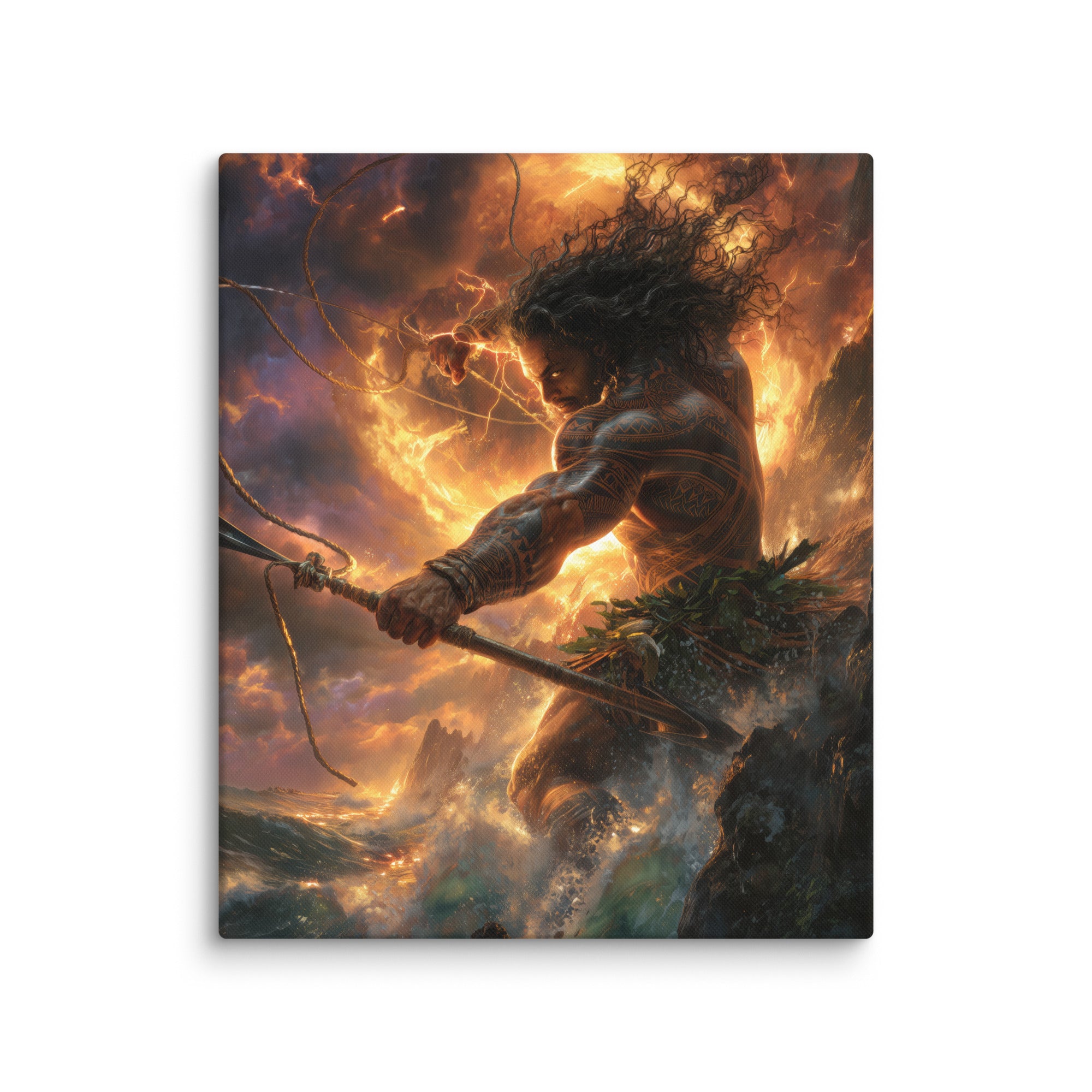 Hawaiian Maui Demigod Hawaiian canvas wall art shown at 20×24 inch size