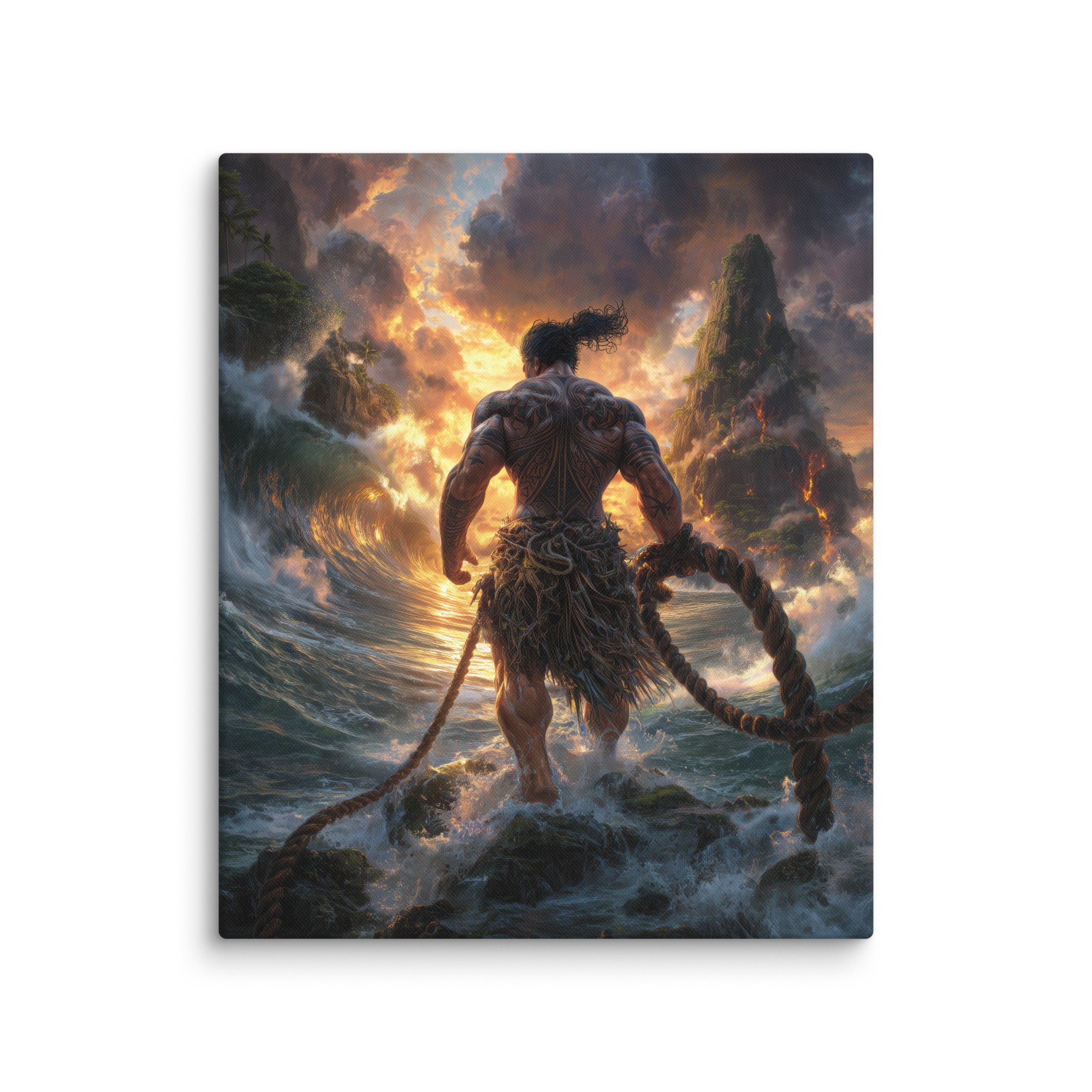 Hawaiian Maui Demigod Hawaiian canvas wall art shown at 20×24 inch size