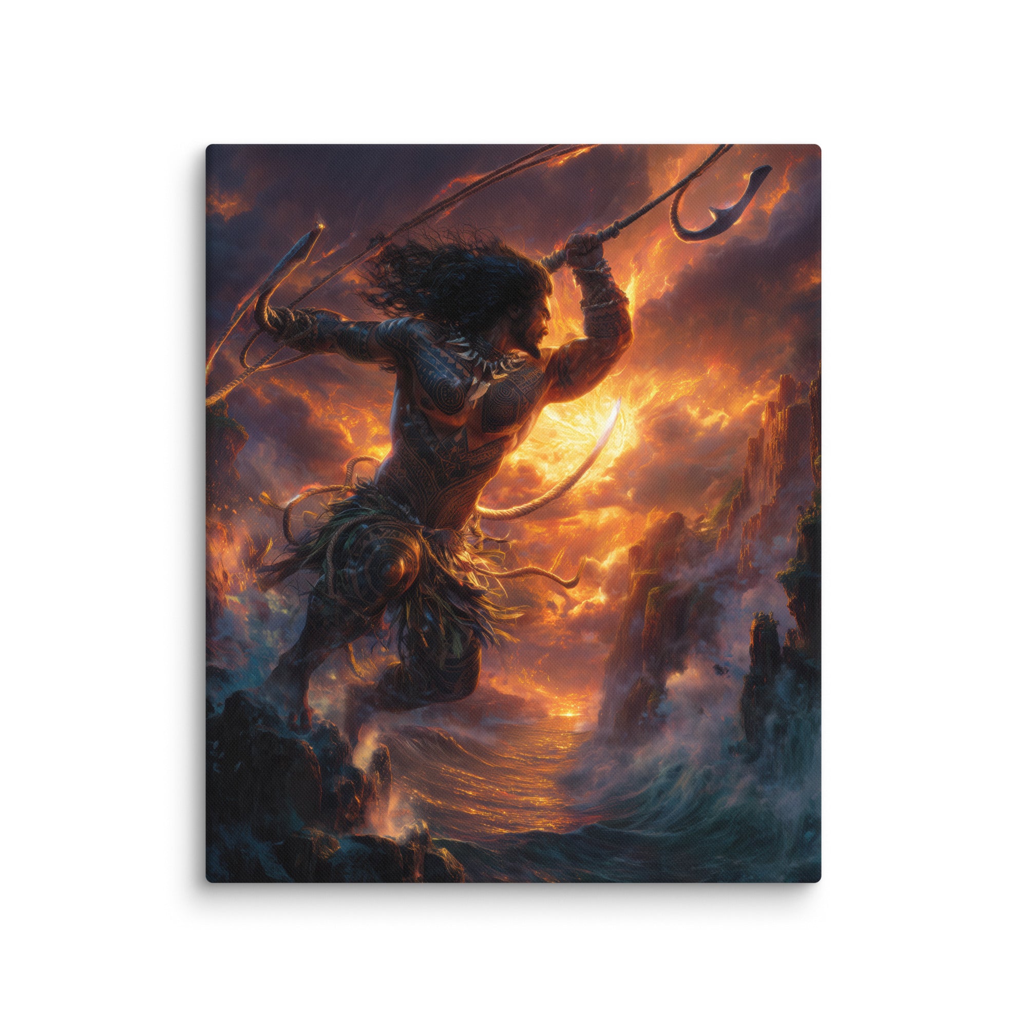 Hawaiian Maui Demigod Hawaiian canvas wall art shown at 20×24 inch size