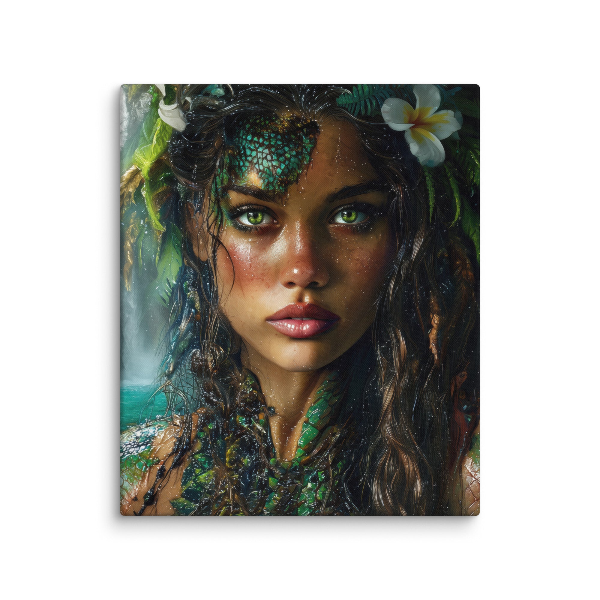 Hawaiian Moo Wahine Hawaiian canvas wall art shown at 20×24 inch size