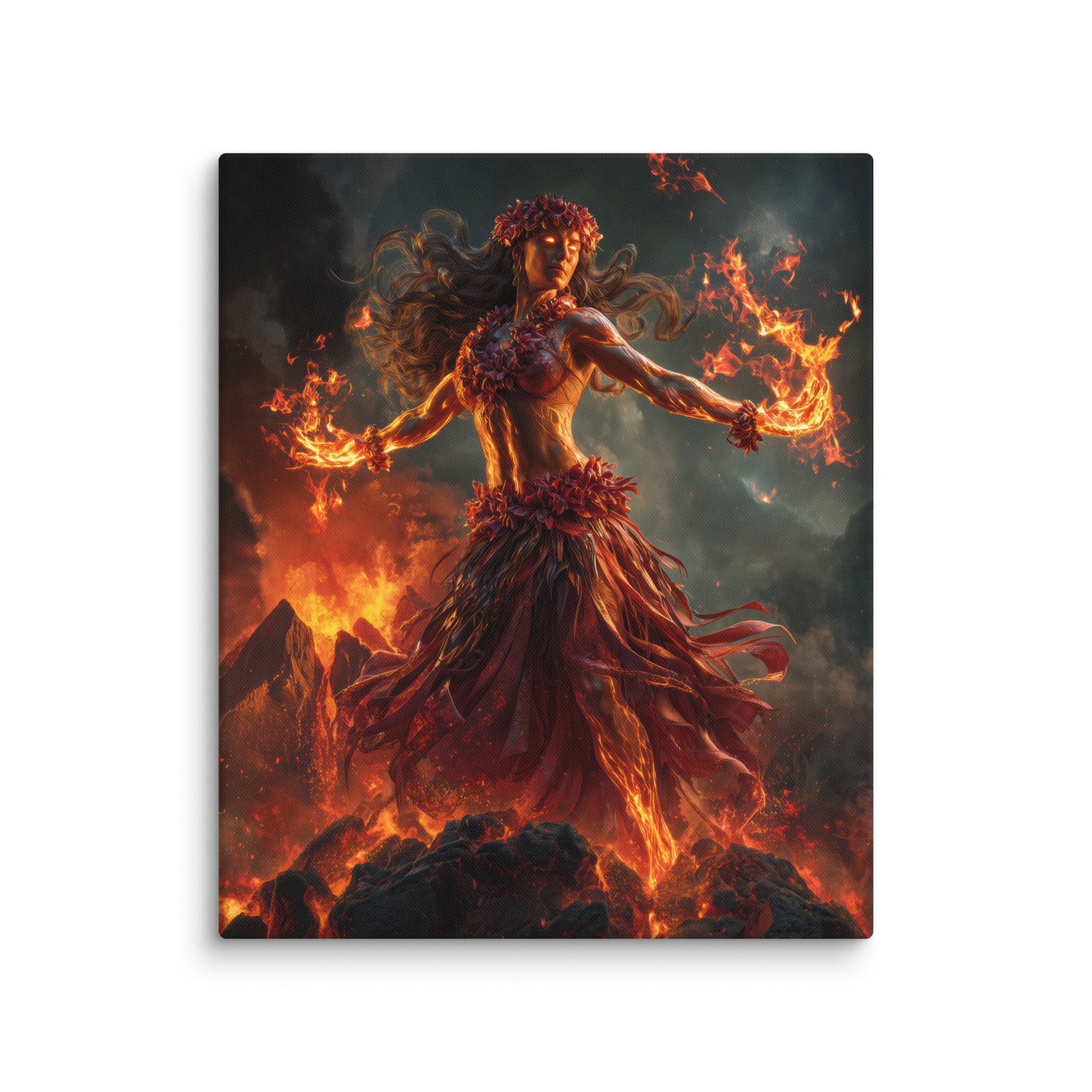 Hawaiian Pele Volcano Goddess Hawaiian canvas wall art shown at 20×24 inch size