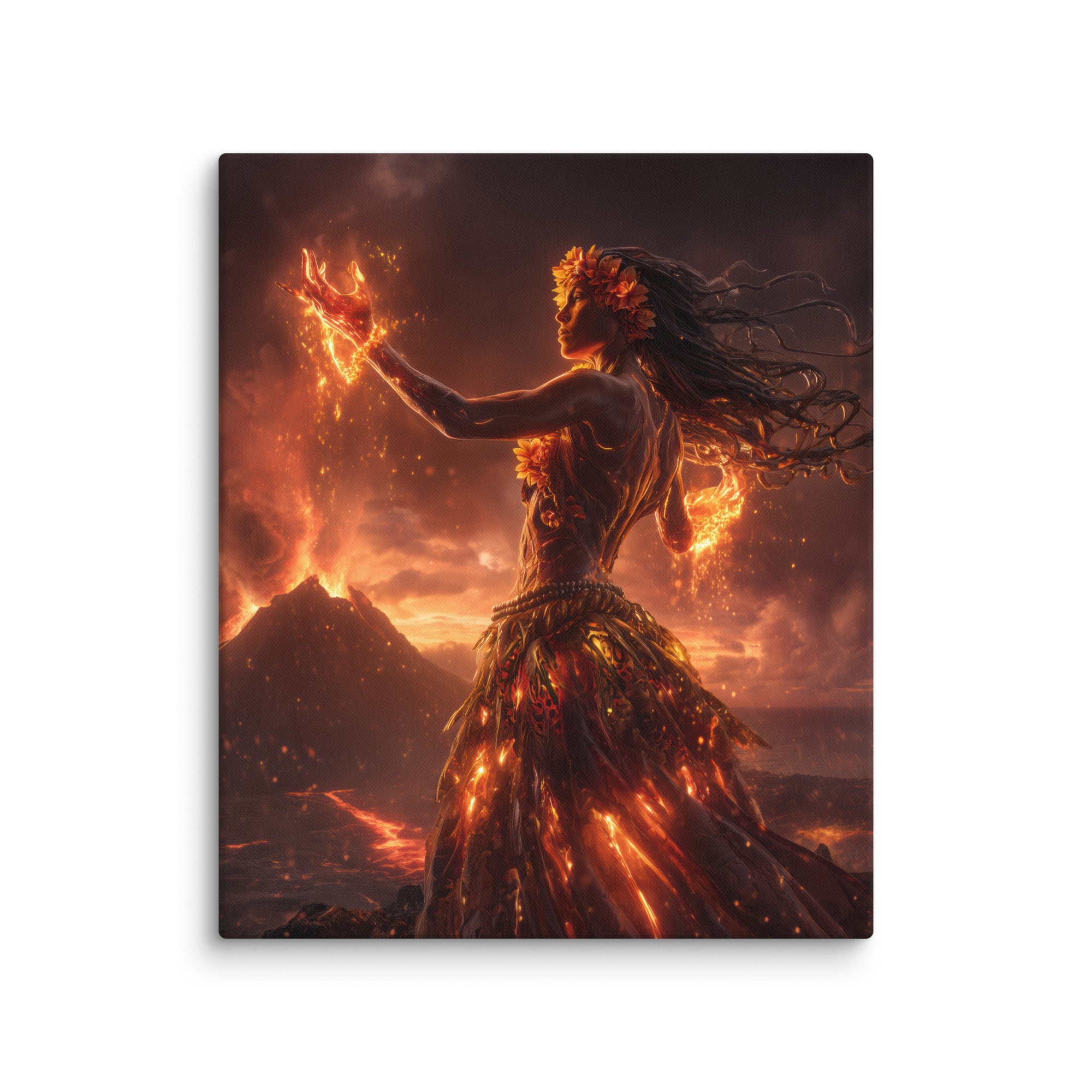 Hawaiian Pele Volcano Goddess Hawaiian canvas wall art shown at 20×24 inch size