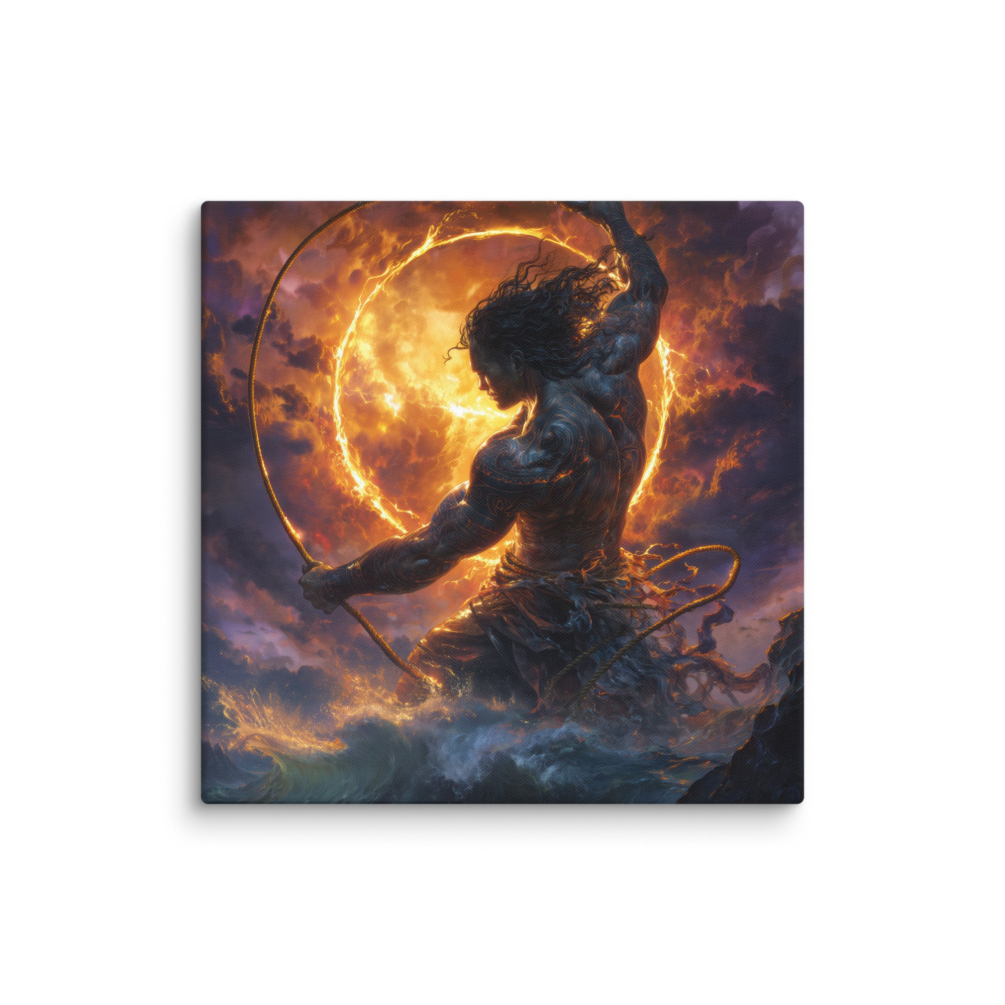 Hawaiian Maui Demigod Hawaiian canvas wall art shown at 24×24 inch size