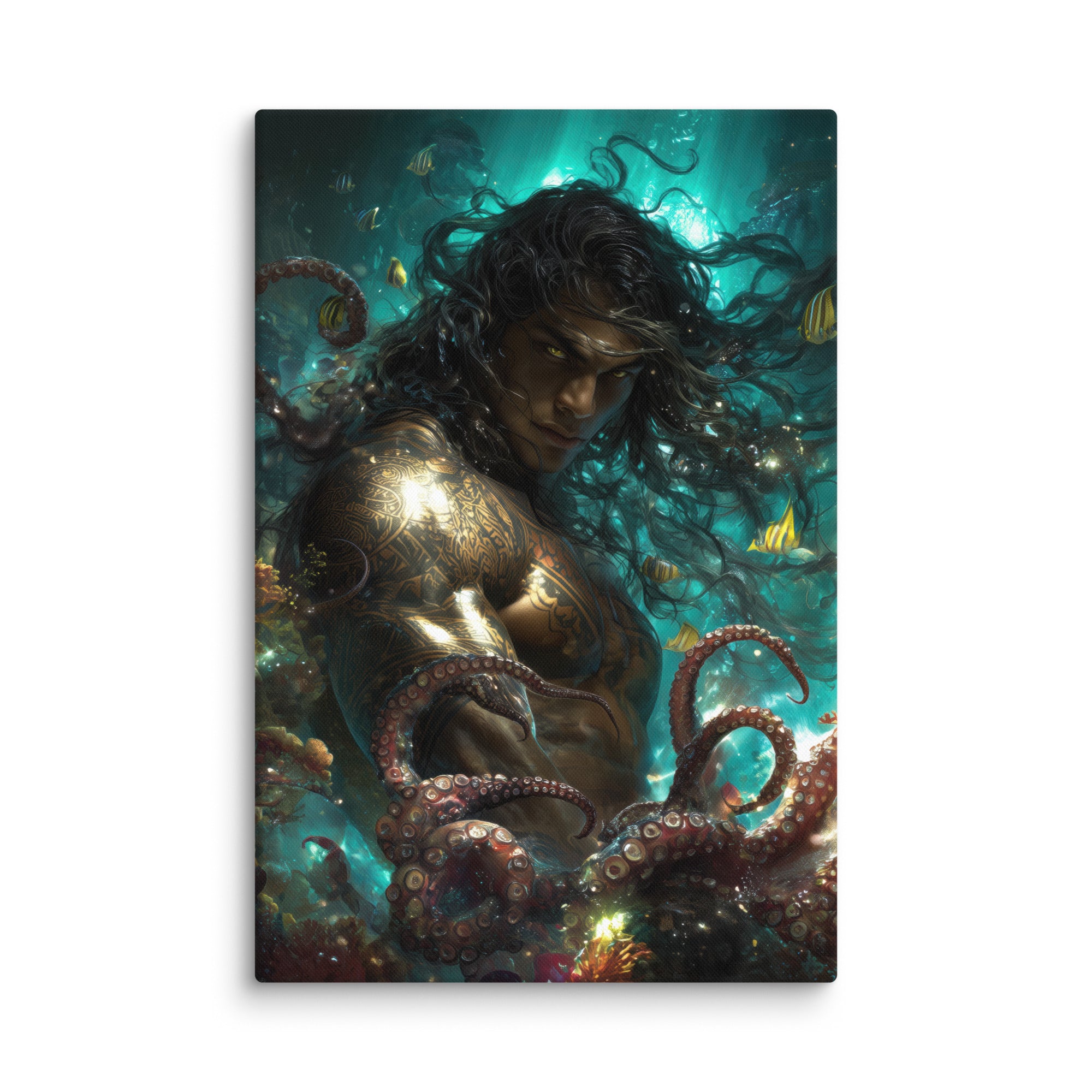 Hawaiian Kanaloa Ocean God Hawaiian canvas wall art shown at 24×36 inch size