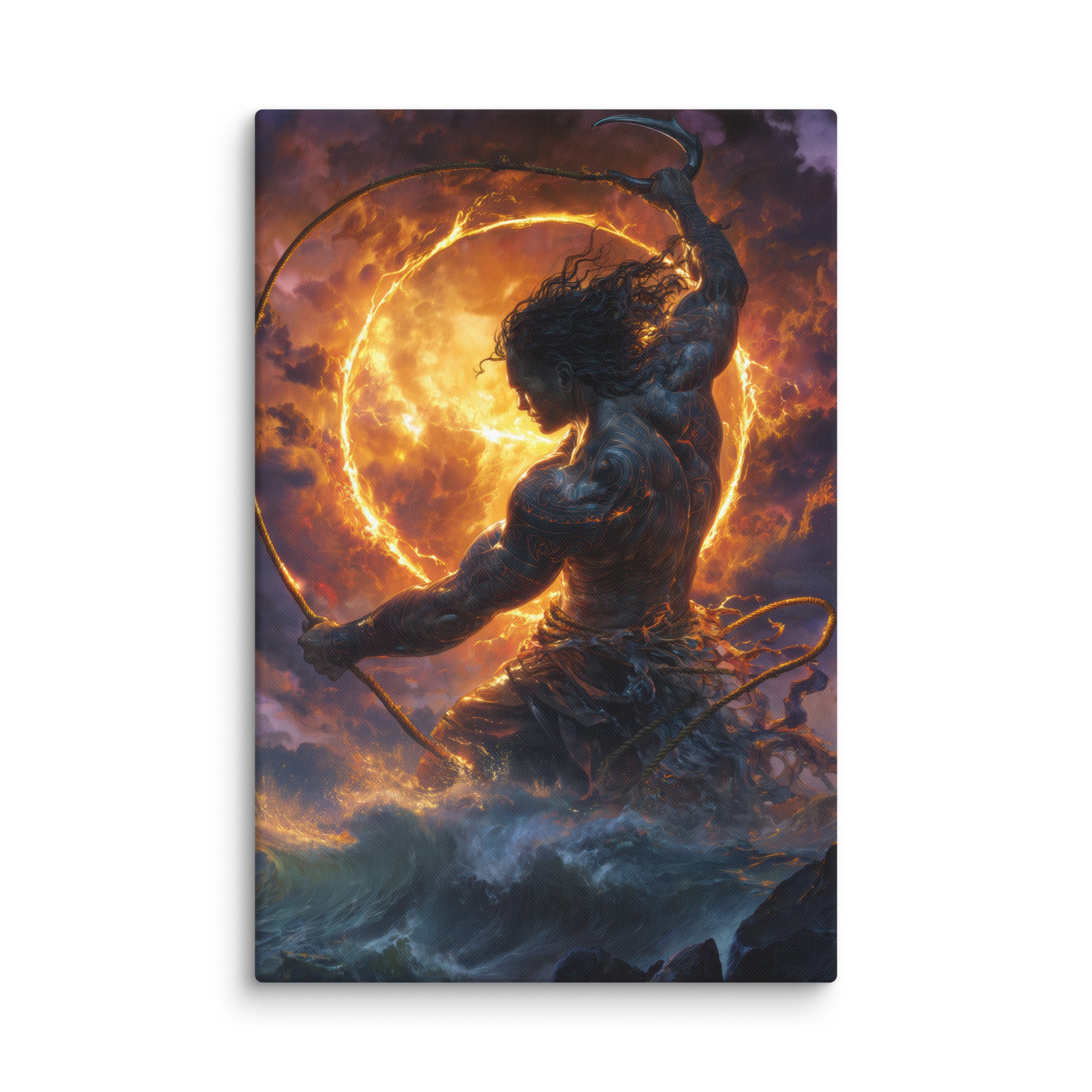 Hawaiian Maui Demigod Hawaiian canvas wall art shown at 24×36 inch size