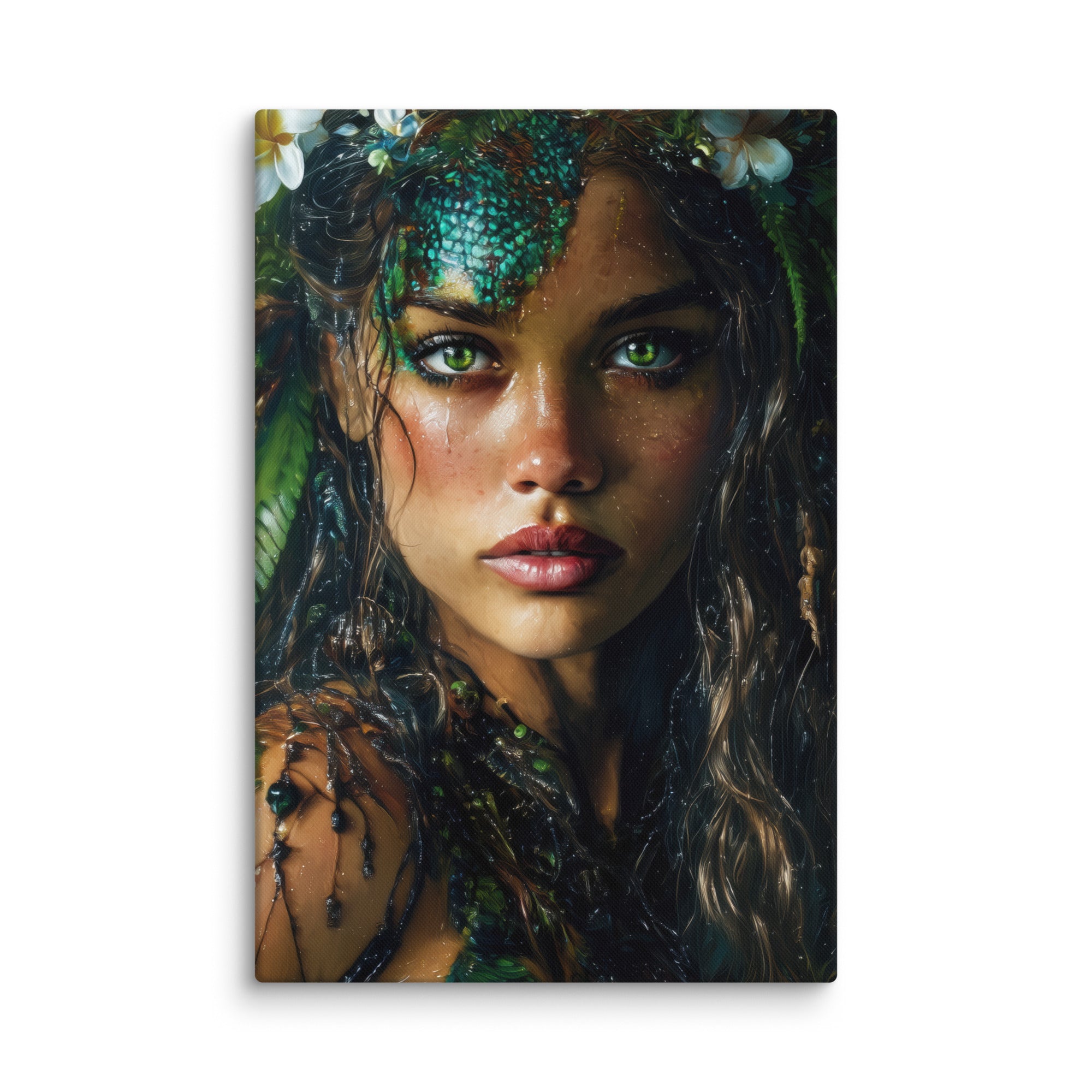 Hawaiian Moo Wahine Hawaiian canvas wall art shown at 24×36 inch size