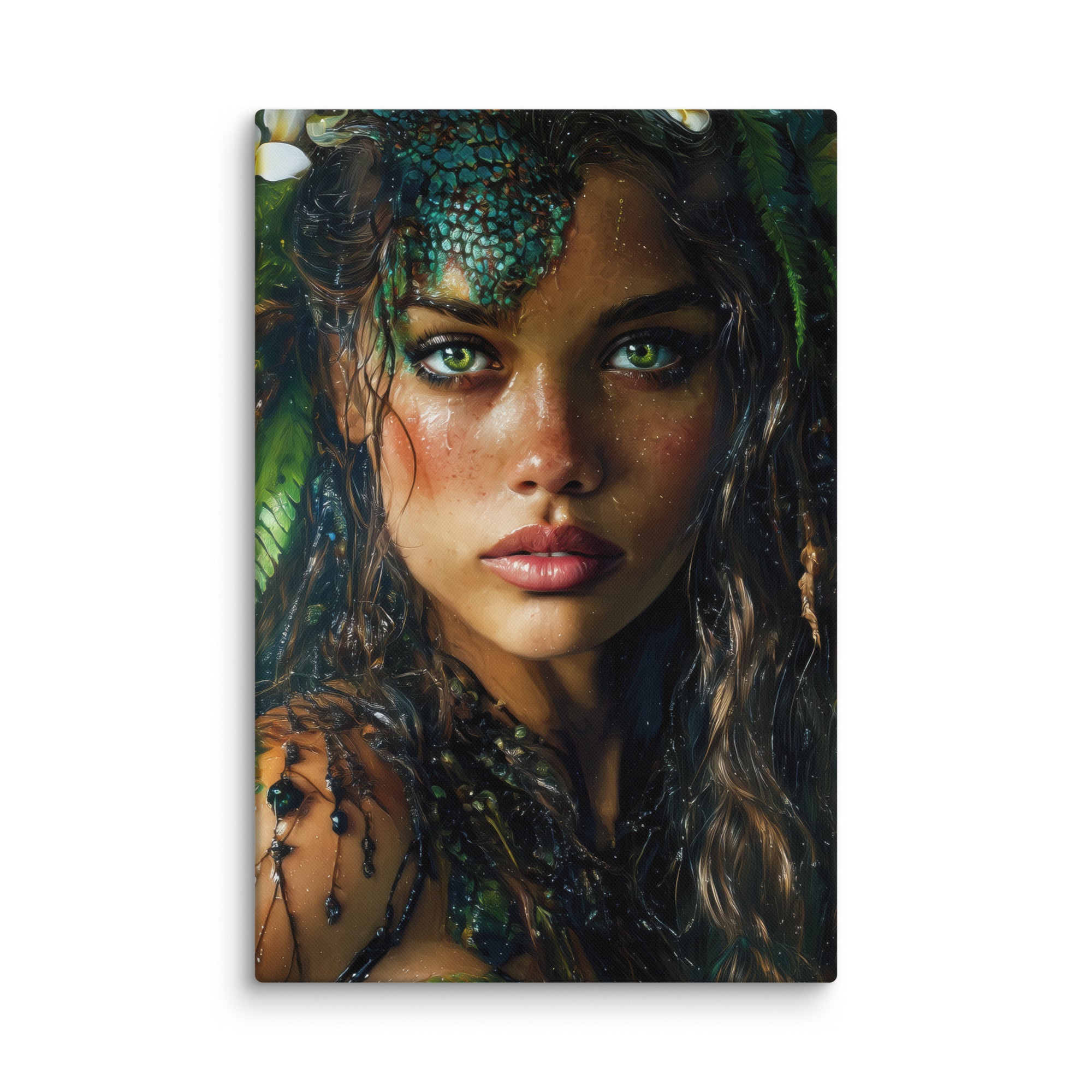 Hawaiian Moo Wahine Hawaiian canvas wall art shown at 24×36 inch size