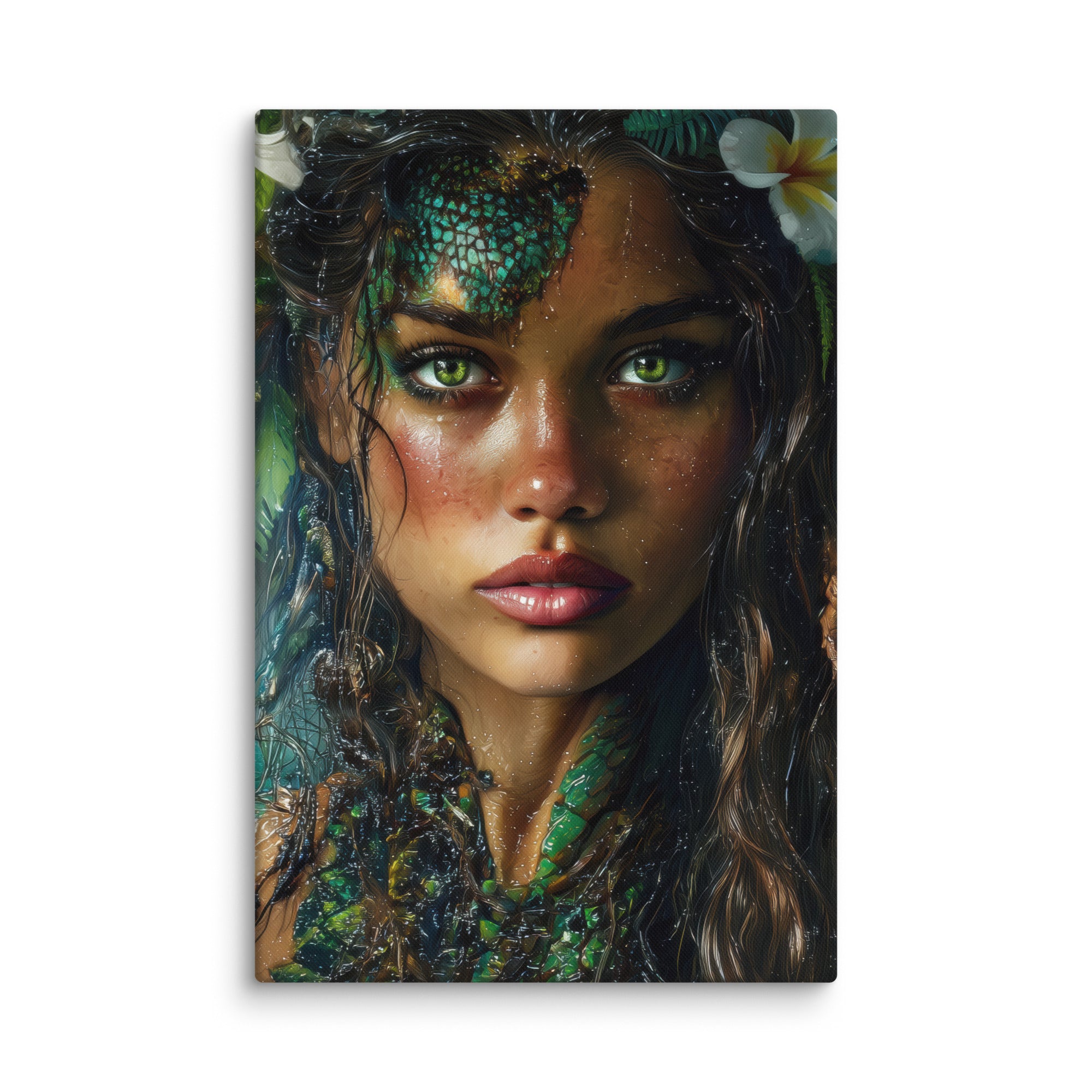 Hawaiian Moo Wahine Hawaiian canvas wall art shown at 24×36 inch size