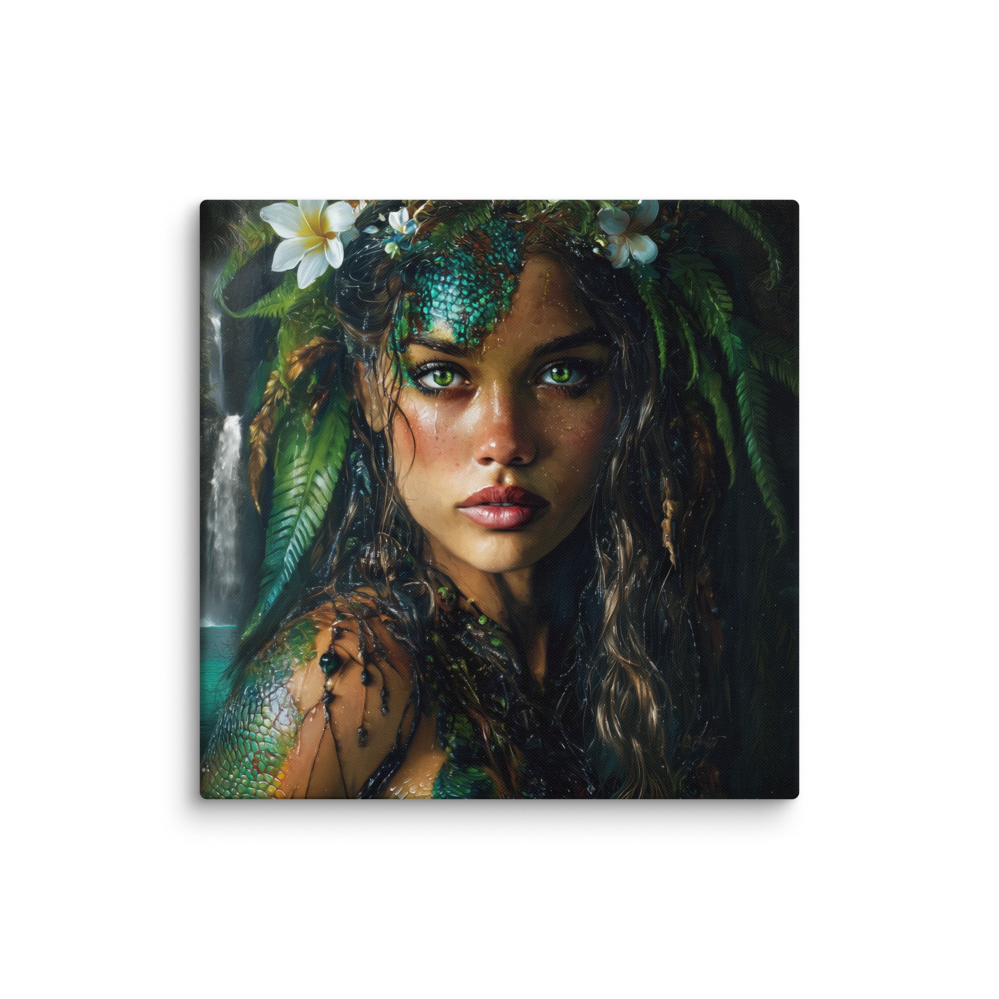 Hawaiian Moo Wahine Hawaiian canvas wall art shown at 28×28 inch size