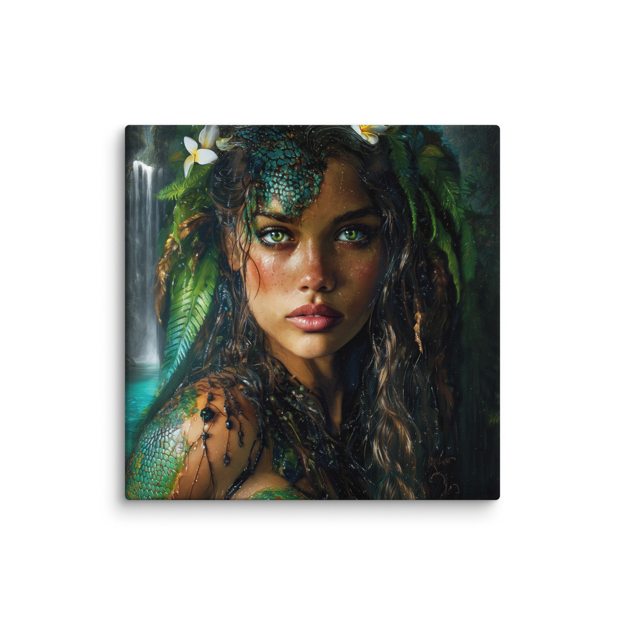 Hawaiian Moo Wahine Hawaiian canvas wall art shown at 28×28 inch size