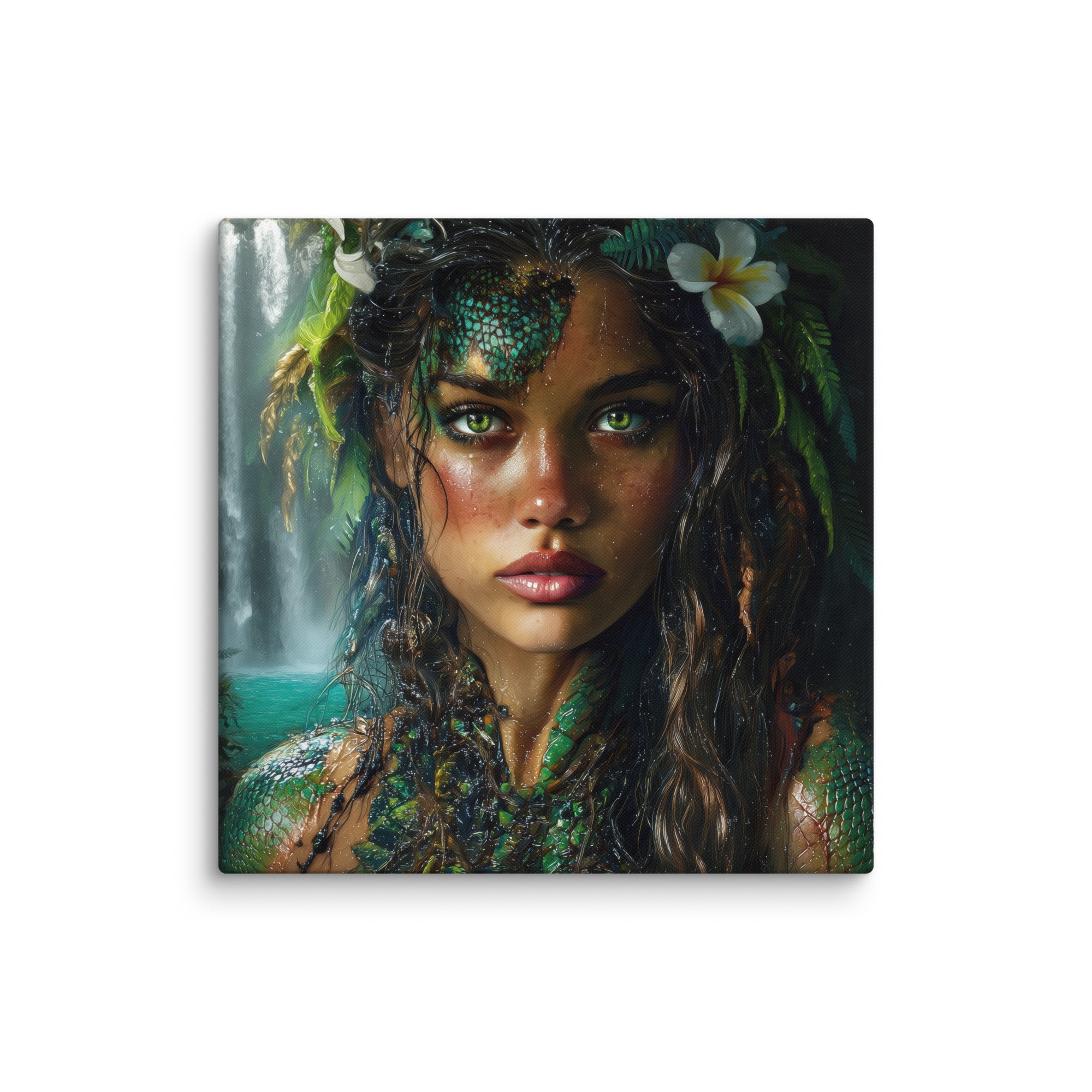 Hawaiian Moo Wahine Hawaiian canvas wall art shown at 28×28 inch size
