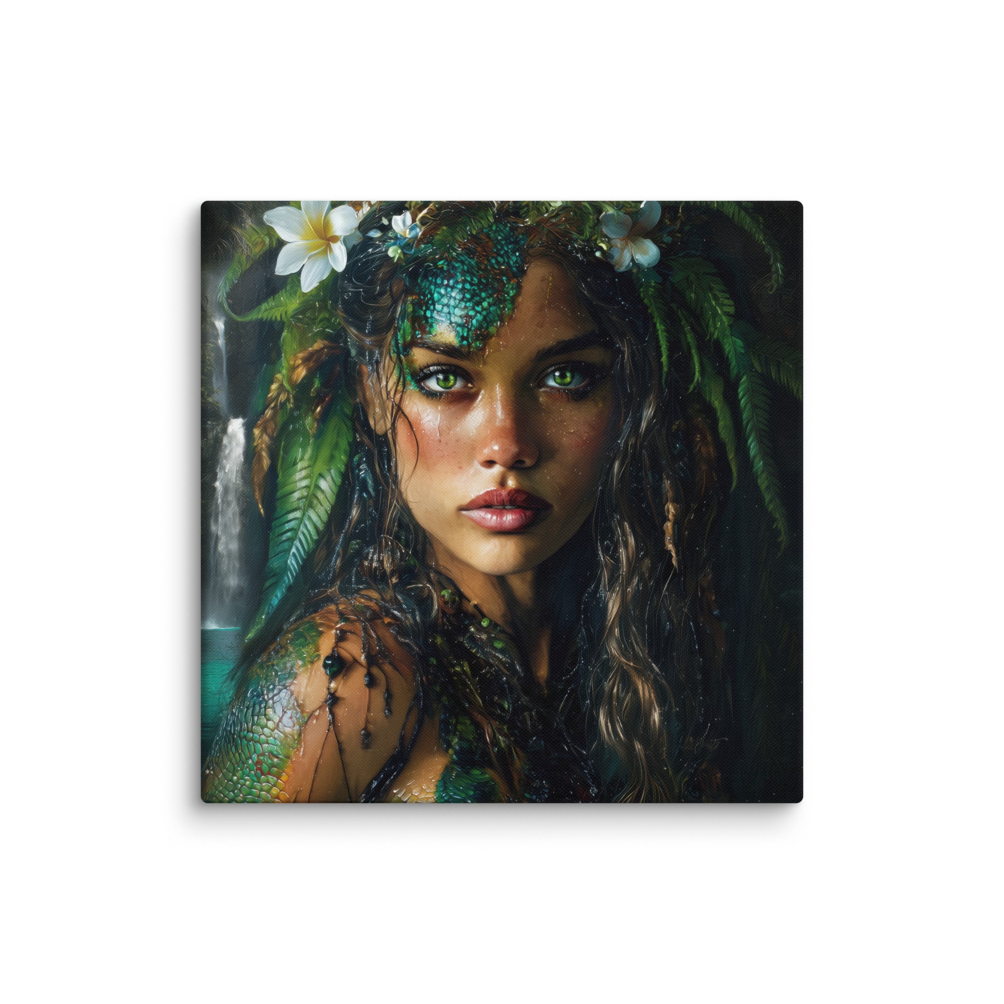 Hawaiian Moo Wahine Hawaiian canvas wall art shown at 30×30 inch size