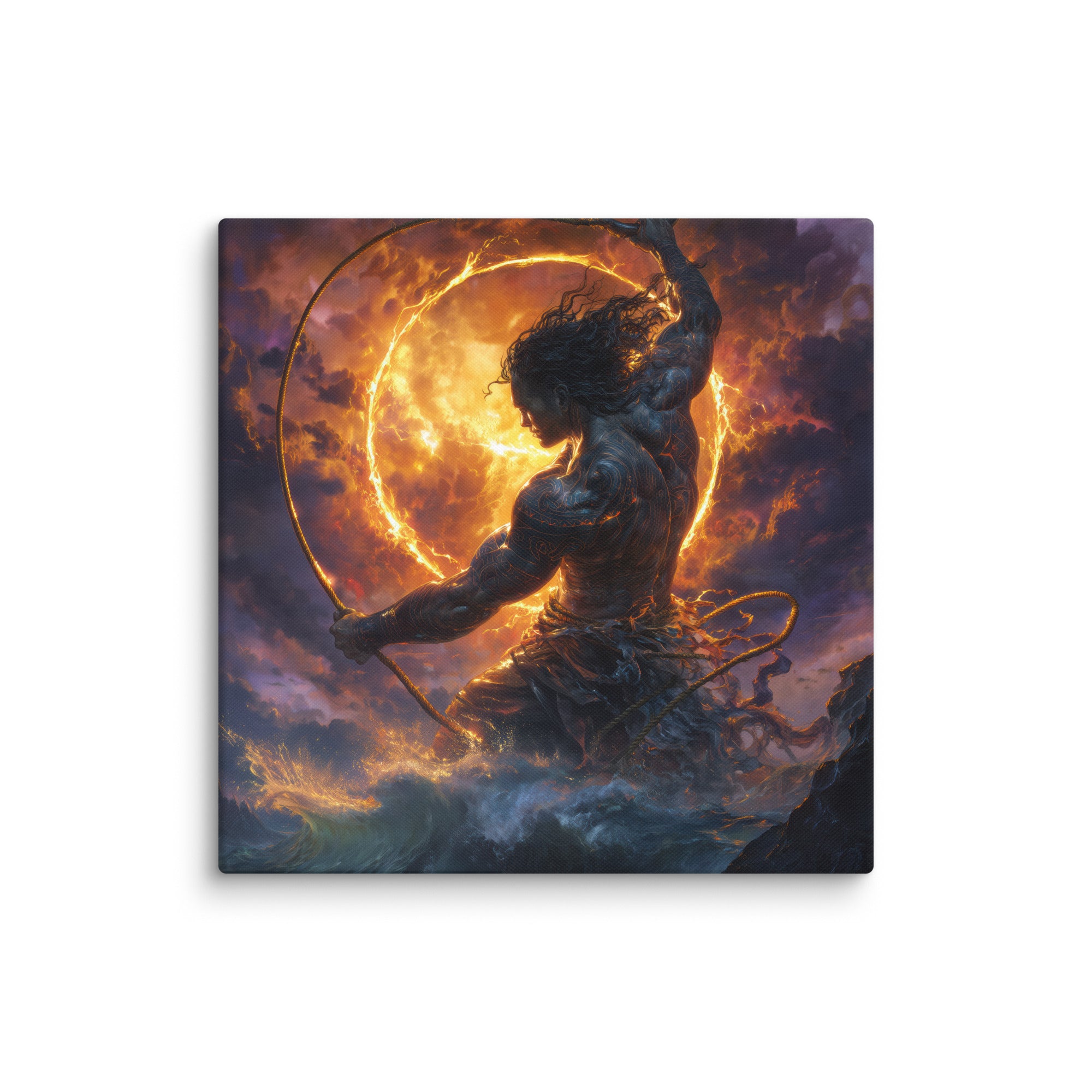 Hawaiian Maui Demigod Hawaiian canvas wall art shown at 32×32 inch size