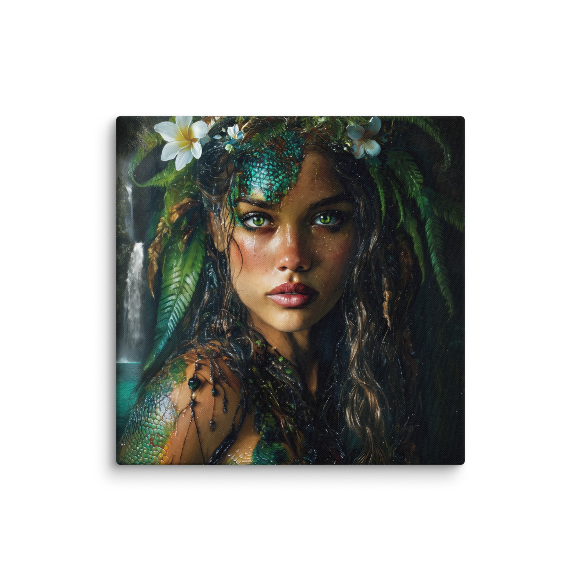 Hawaiian Moo Wahine Hawaiian canvas wall art shown at 36×36 inch size