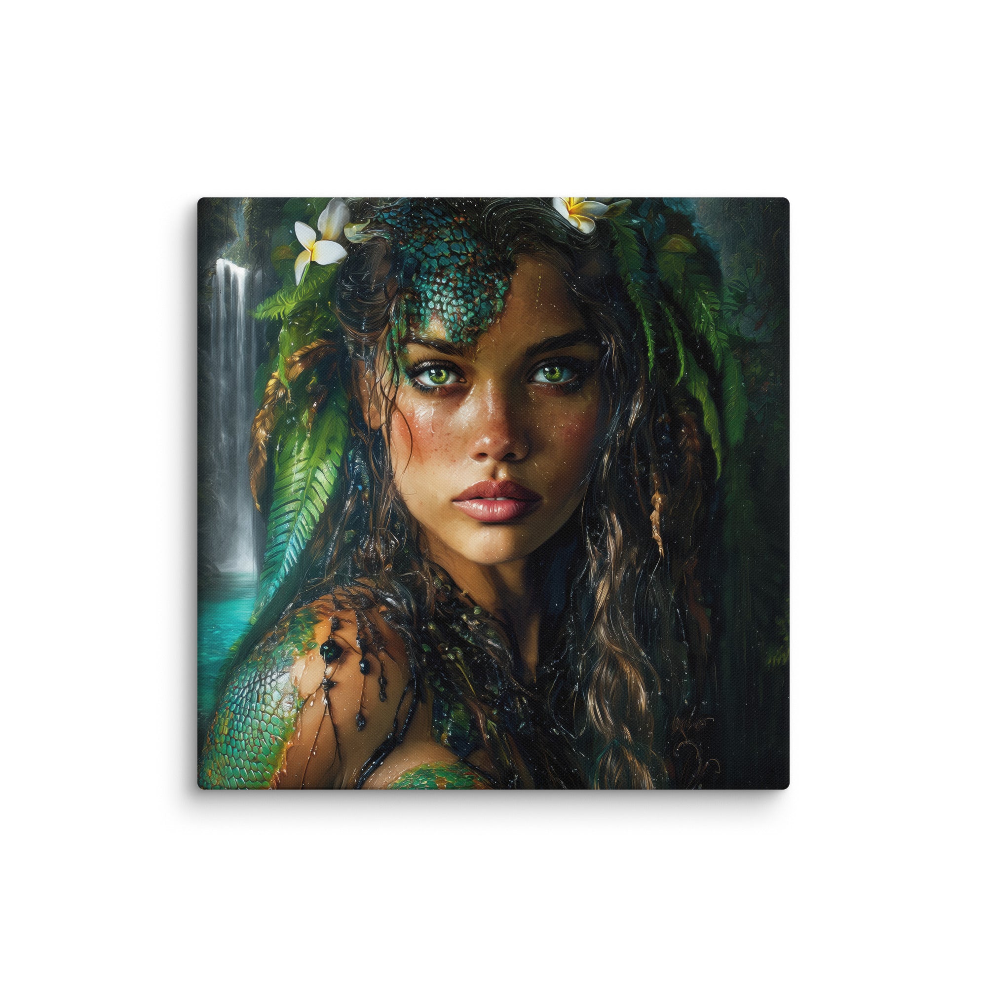 Hawaiian Moo Wahine Hawaiian canvas wall art shown at 36×36 inch size