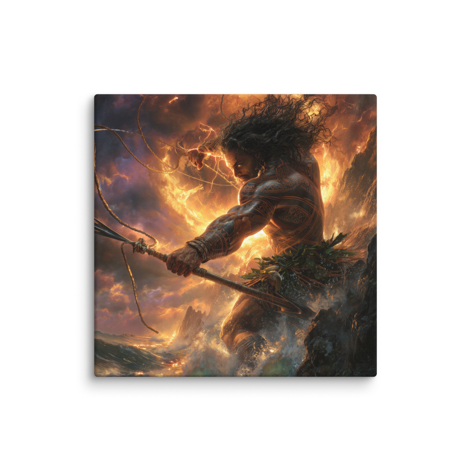 Hawaiian Maui Demigod Hawaiian canvas wall art shown at 37×37 inch size