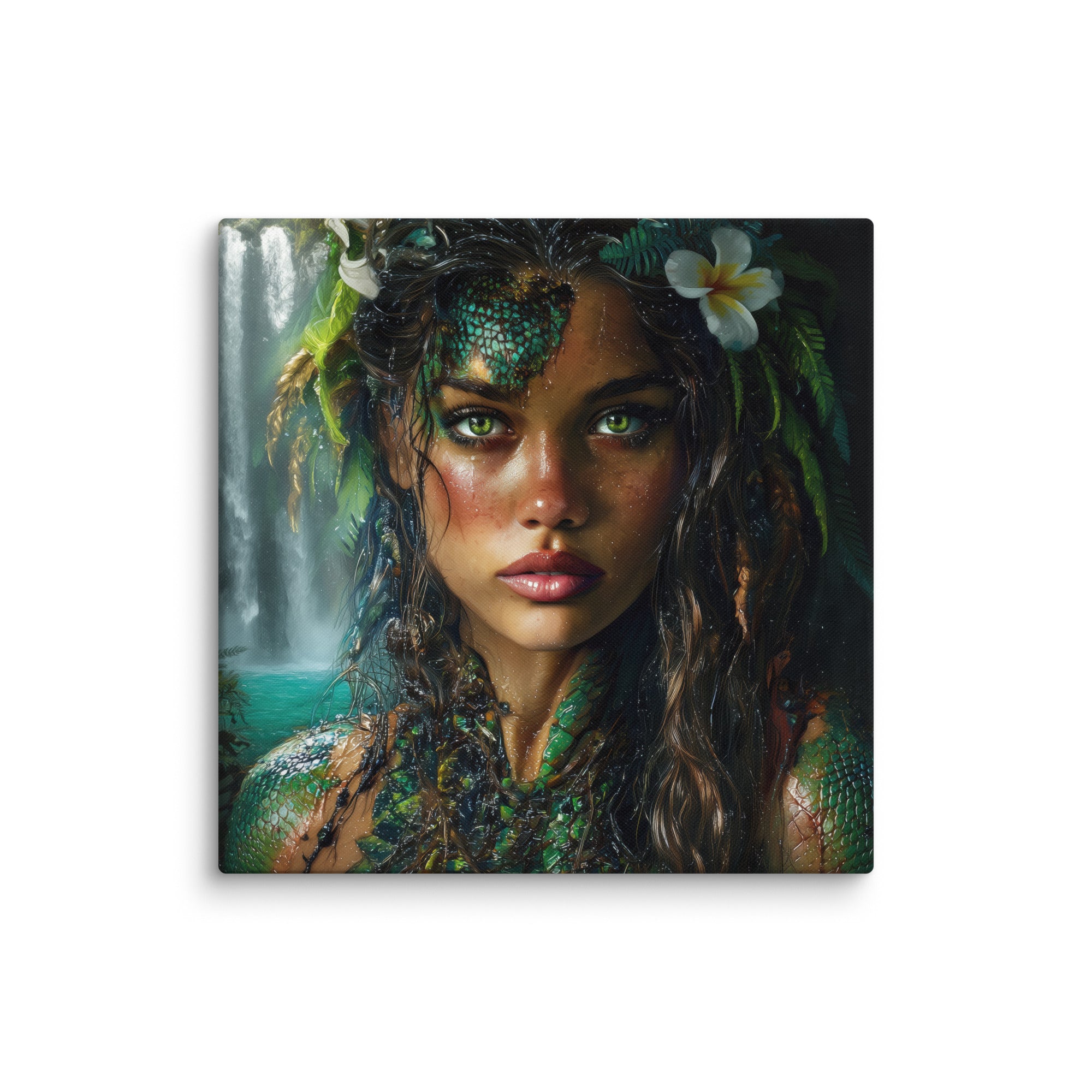 Hawaiian Moo Wahine Hawaiian canvas wall art shown at 37×37 inch size