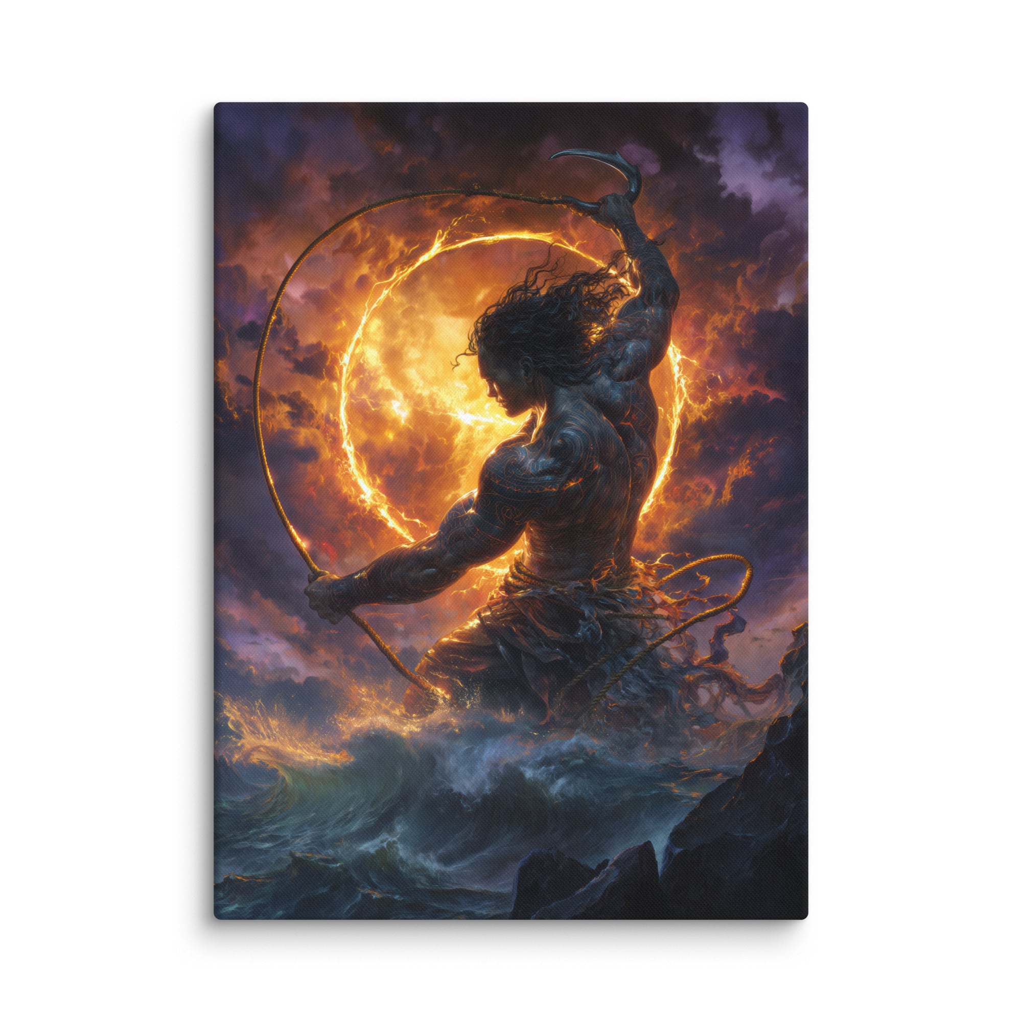 Hawaiian Maui Demigod Hawaiian canvas wall art shown at 40×55 inch size