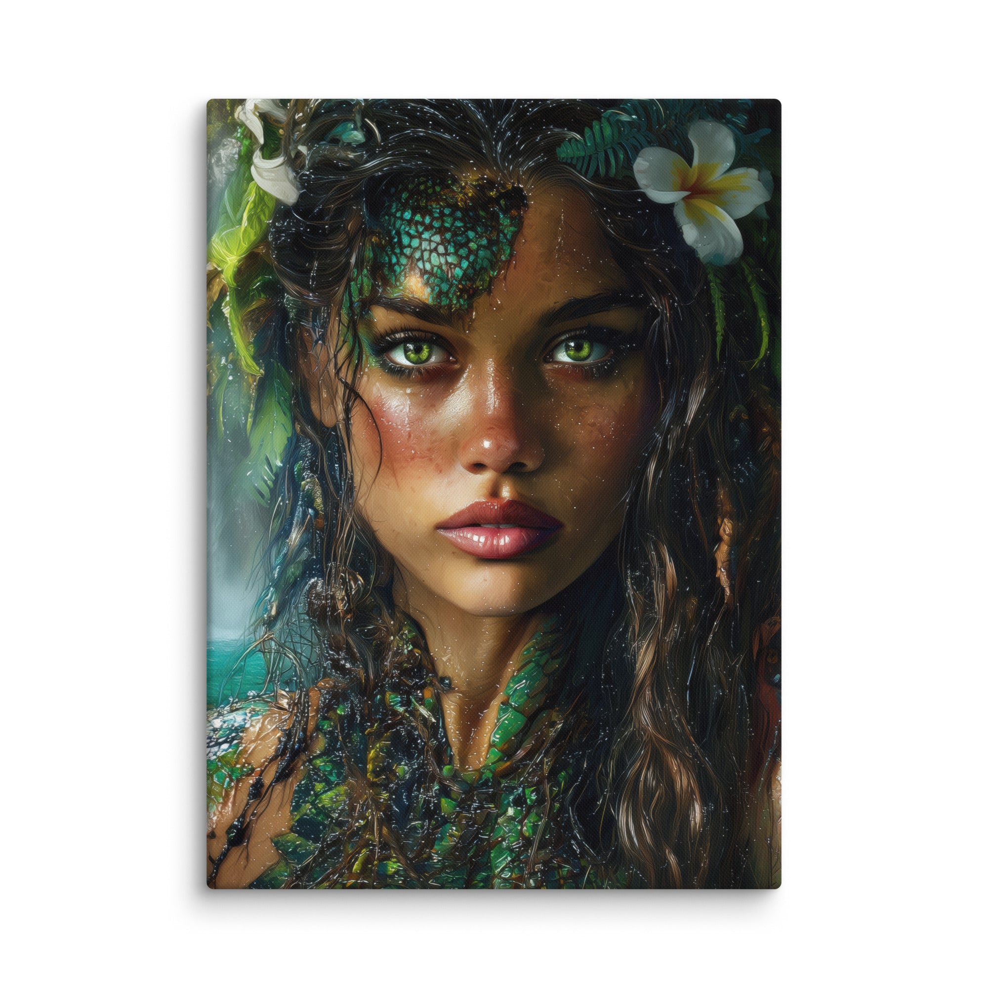 Hawaiian Moo Wahine Hawaiian canvas wall art shown at 40×55 inch size