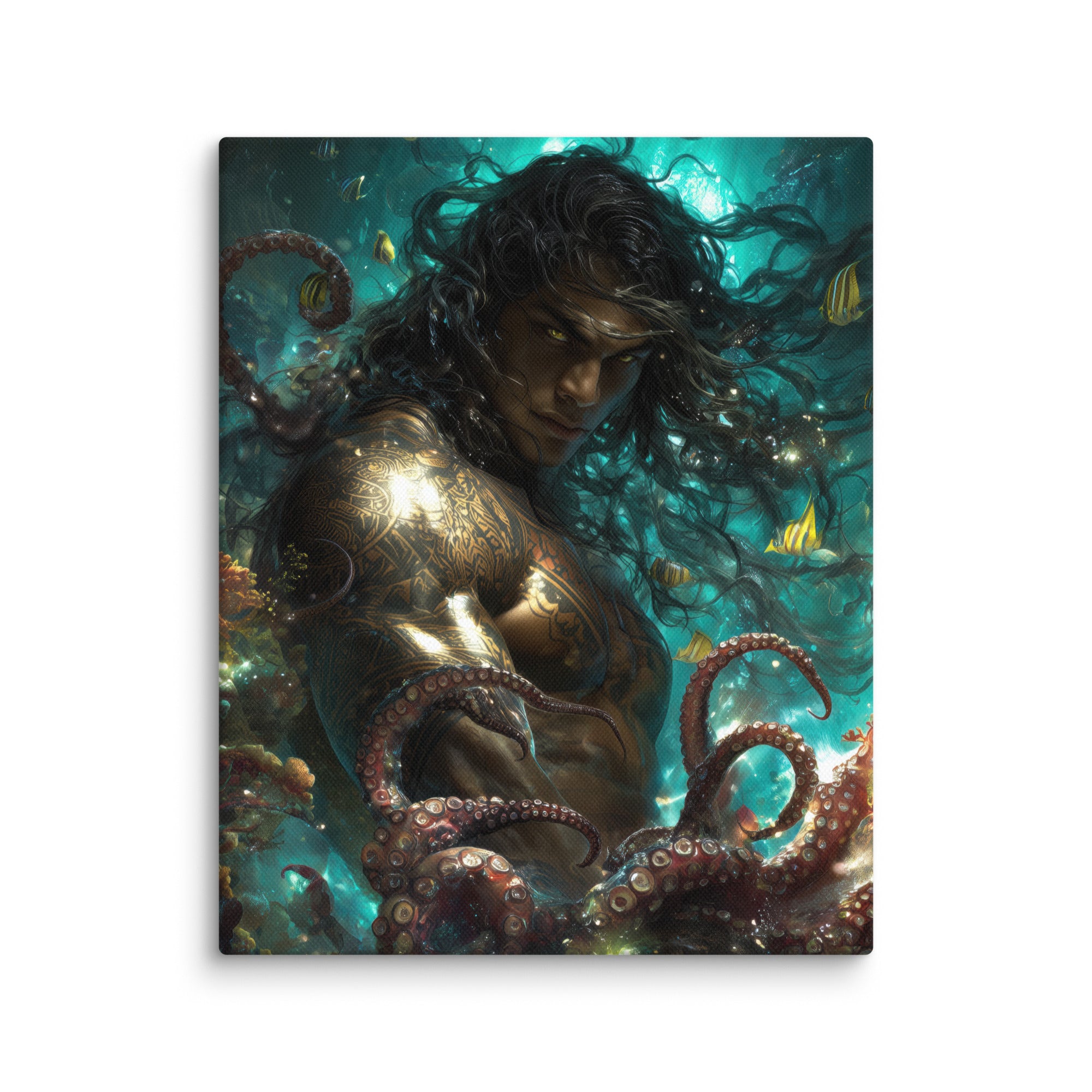 Hawaiian Kanaloa Ocean God Hawaiian canvas wall art shown at 8×10 inch size