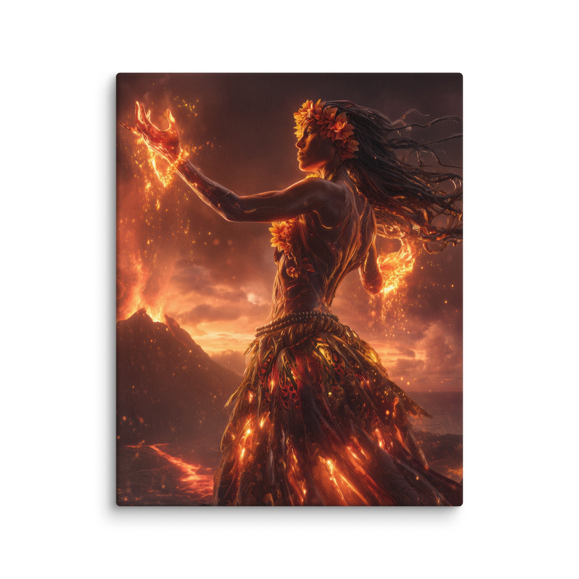 Hawaiian Pele Volcano Goddess Hawaiian canvas wall art shown at 8×10 inch size