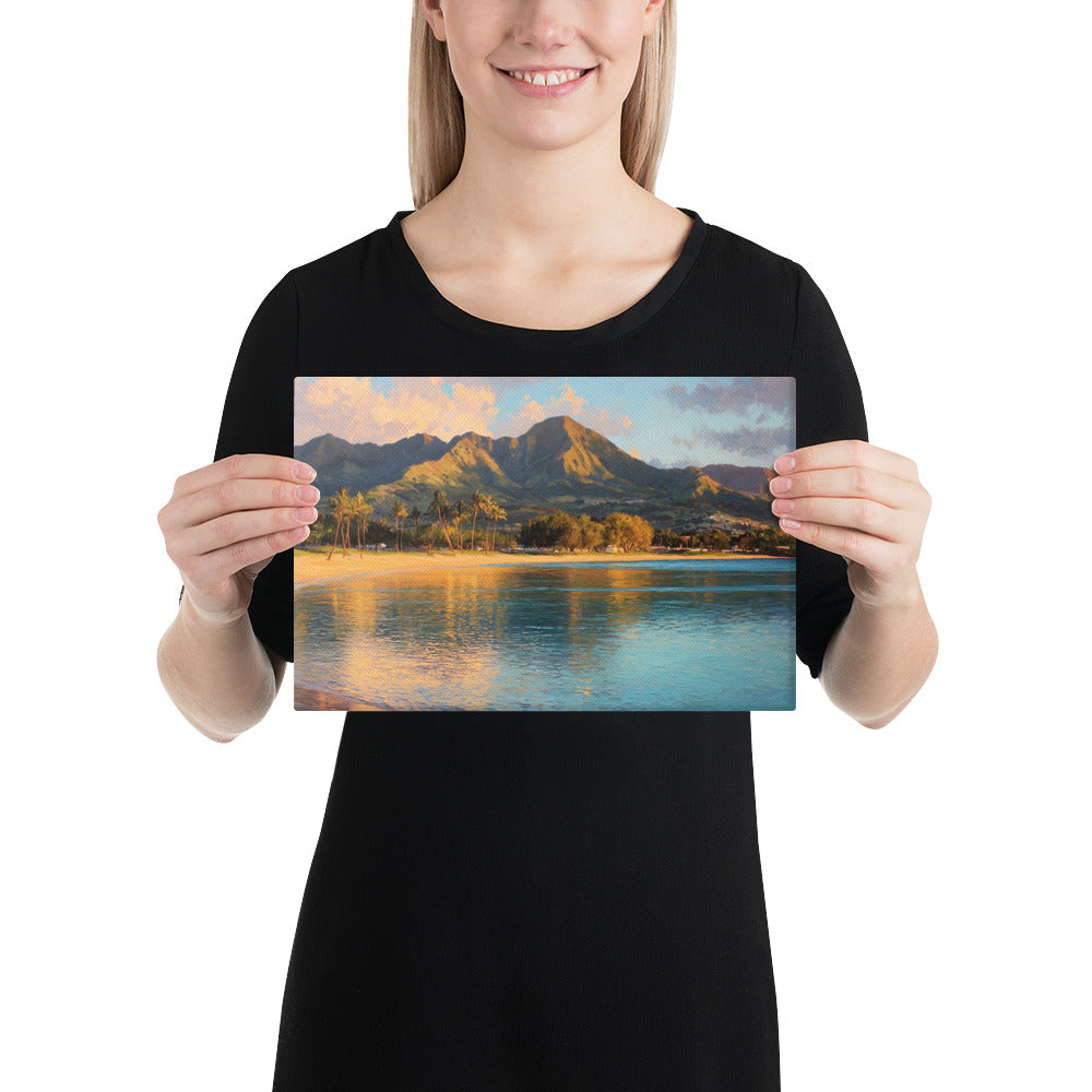 Kalapaki Bay Kauai Hawaii canvas wall art — digital oil painting print