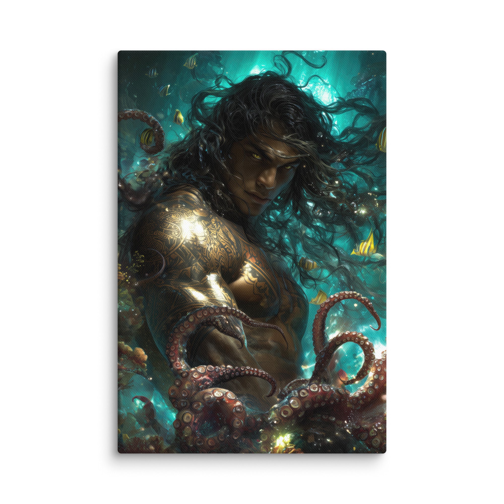 Hawaiian Kanaloa Ocean God Hawaiian canvas wall art shown at 8×12 inch size