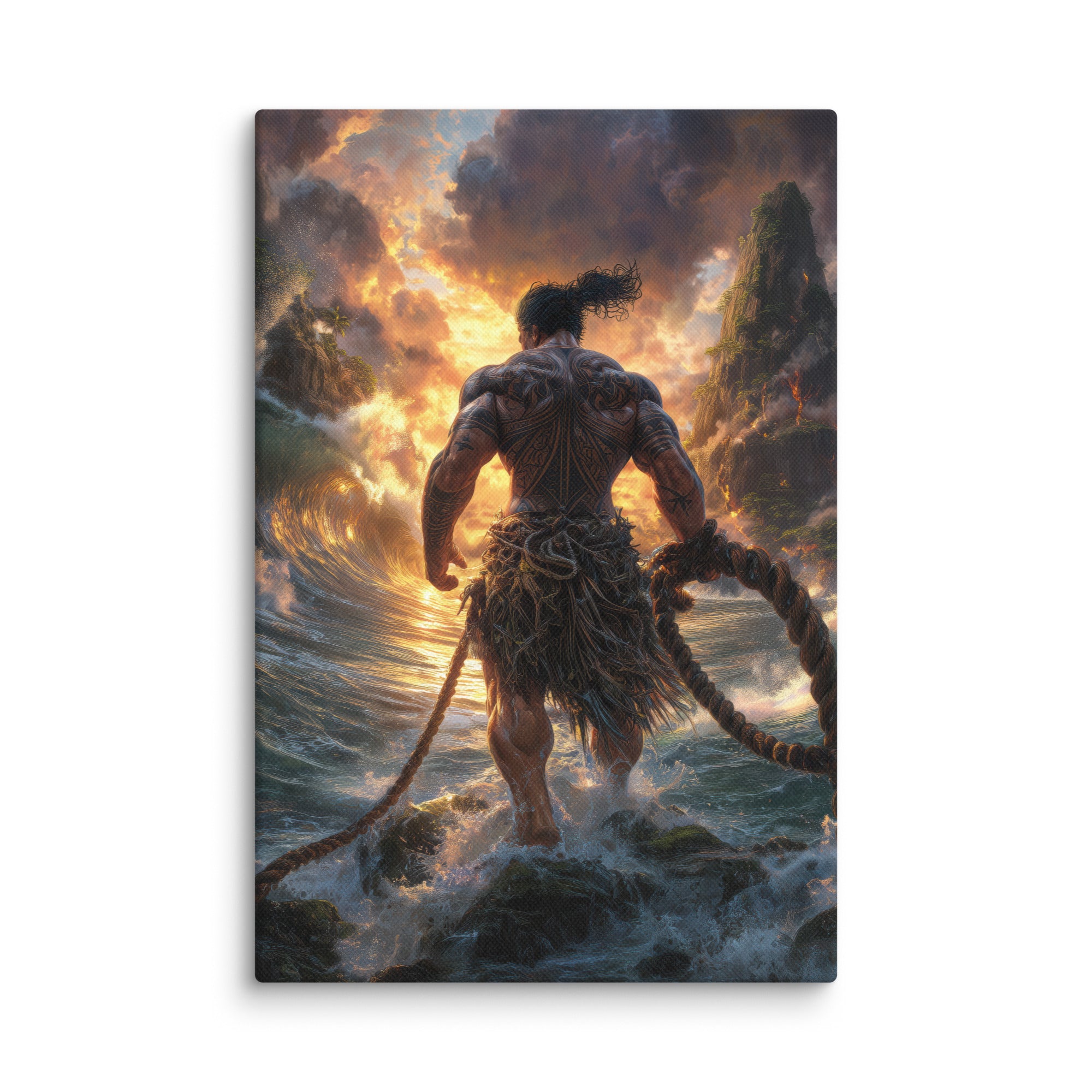 Hawaiian Maui Demigod Hawaiian canvas wall art shown at 8×12 inch size
