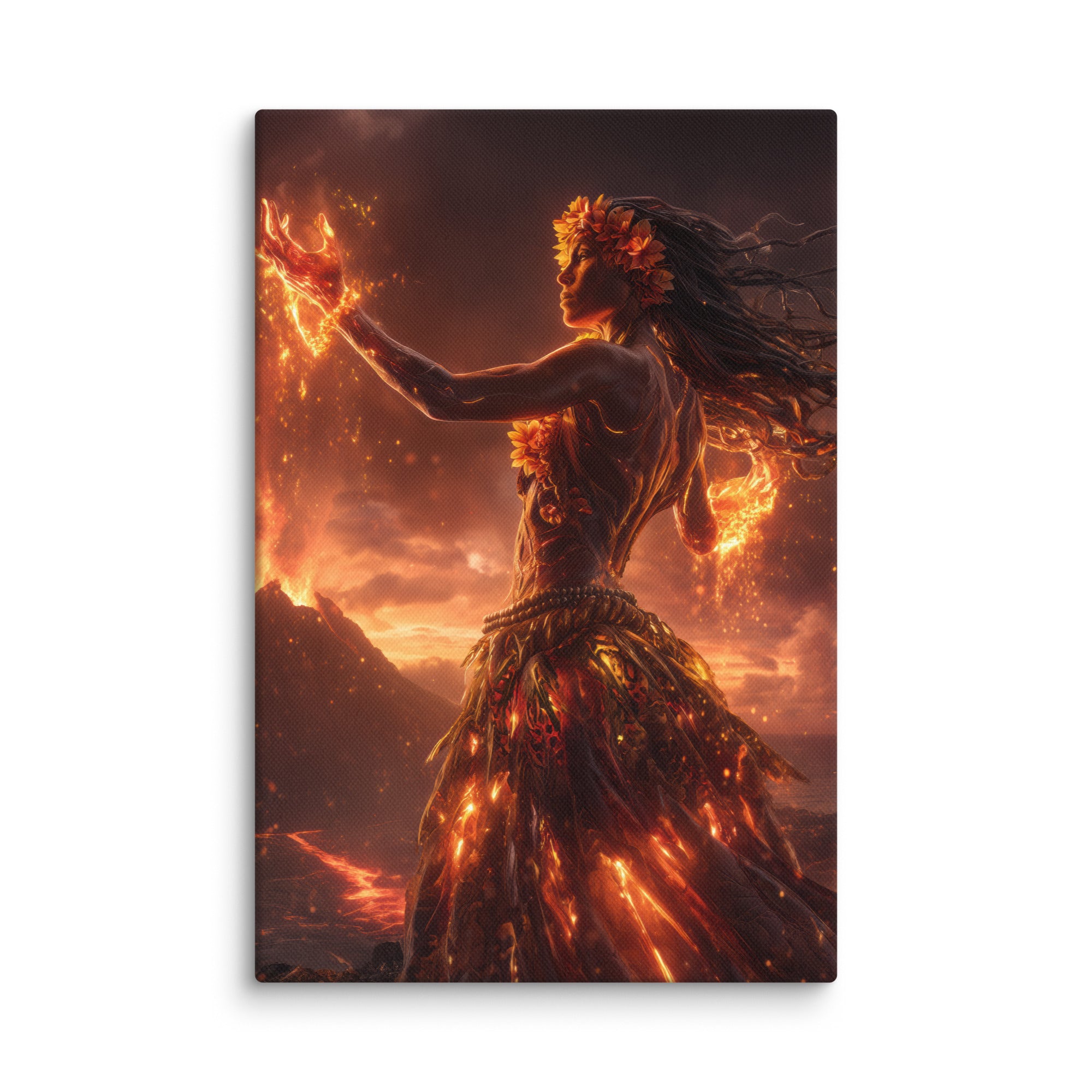 Hawaiian Pele Volcano Goddess Hawaiian canvas wall art shown at 8×12 inch size