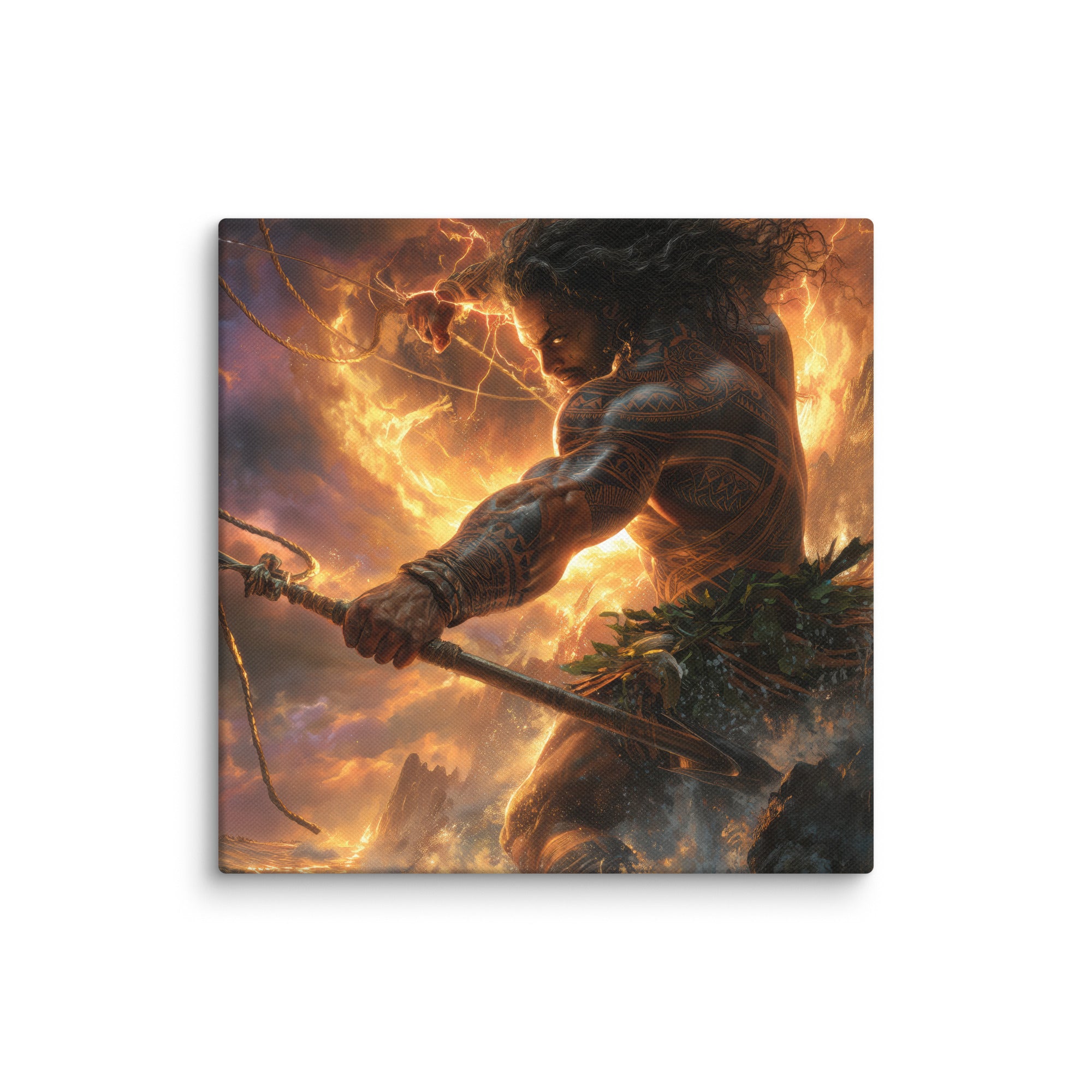Hawaiian Maui Demigod Hawaiian canvas wall art shown at 8×8 inch size