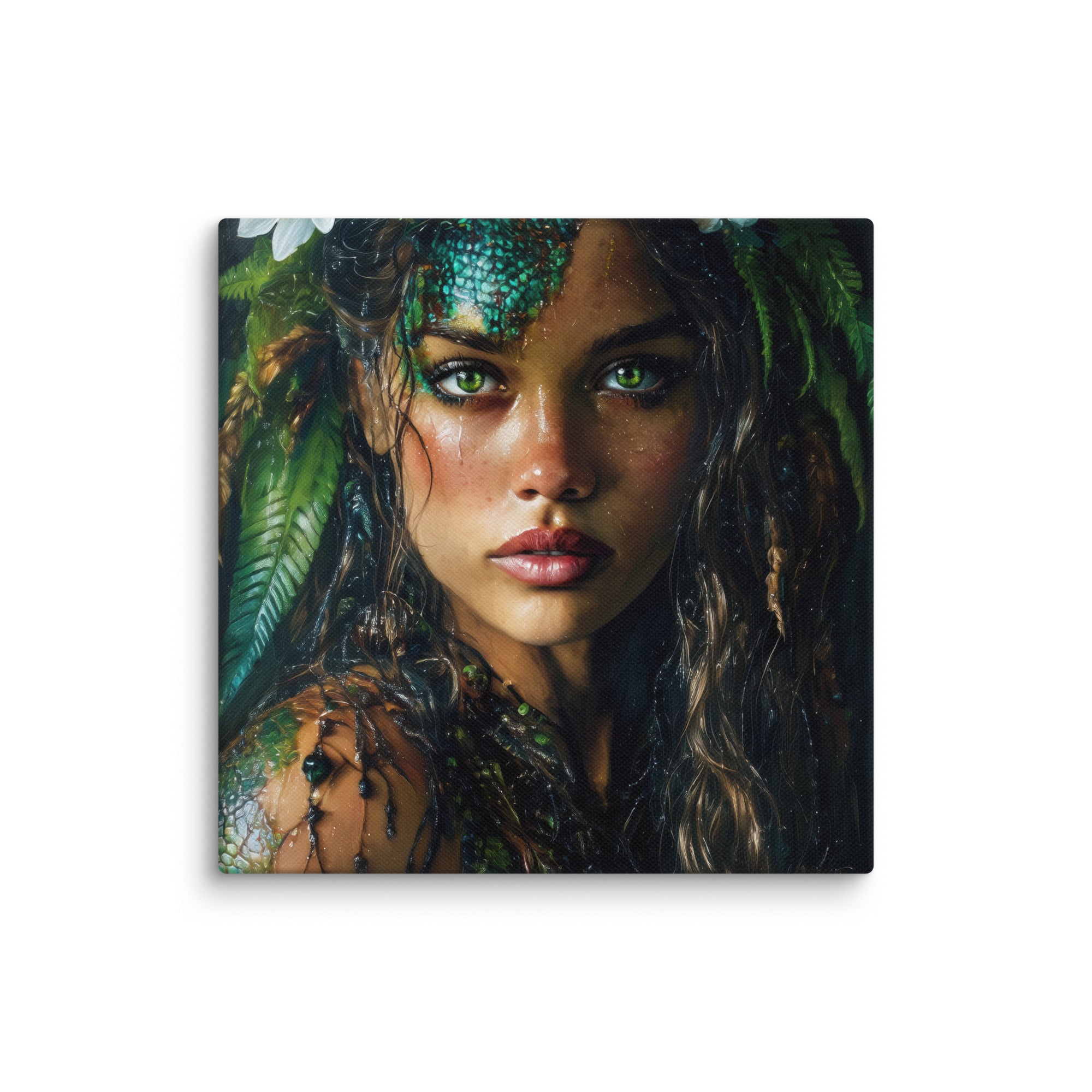 Hawaiian Moo Wahine Hawaiian canvas wall art shown at 8×8 inch size