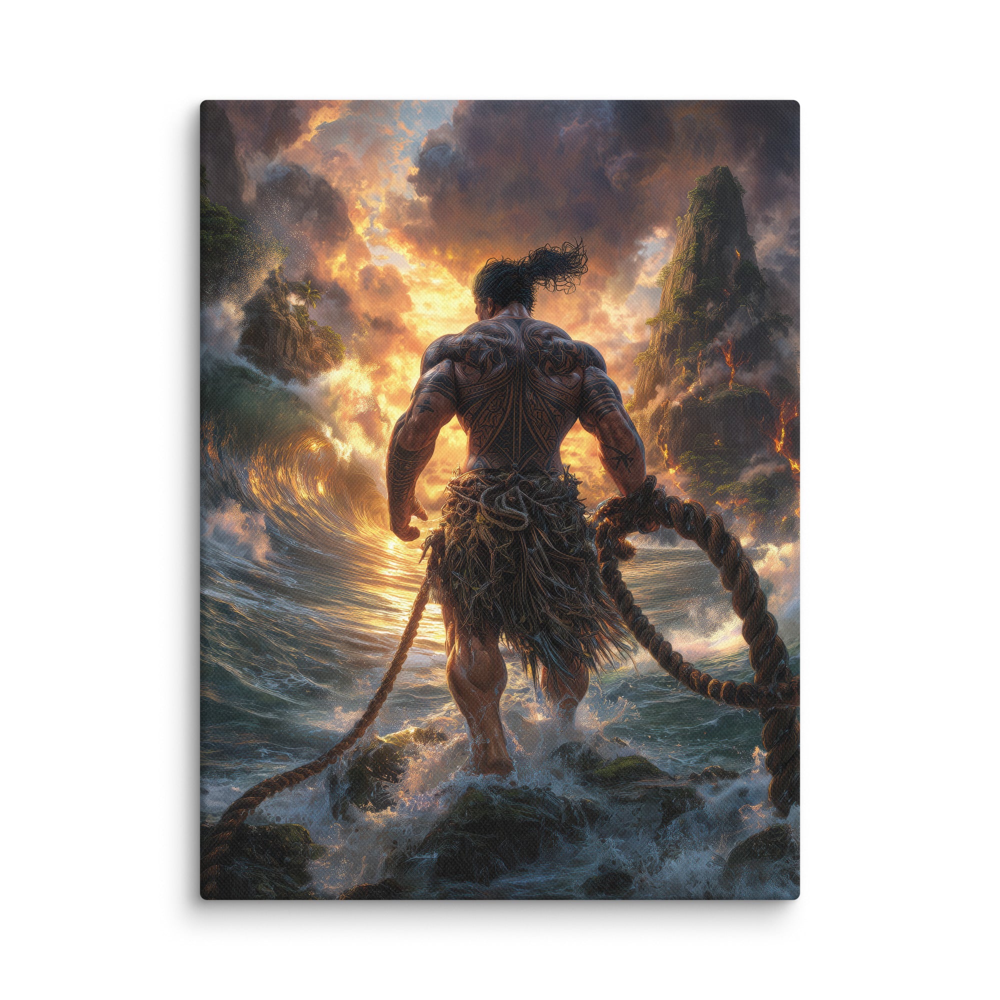 Hawaiian Maui Demigod Hawaiian canvas wall art shown at 9×12 inch size