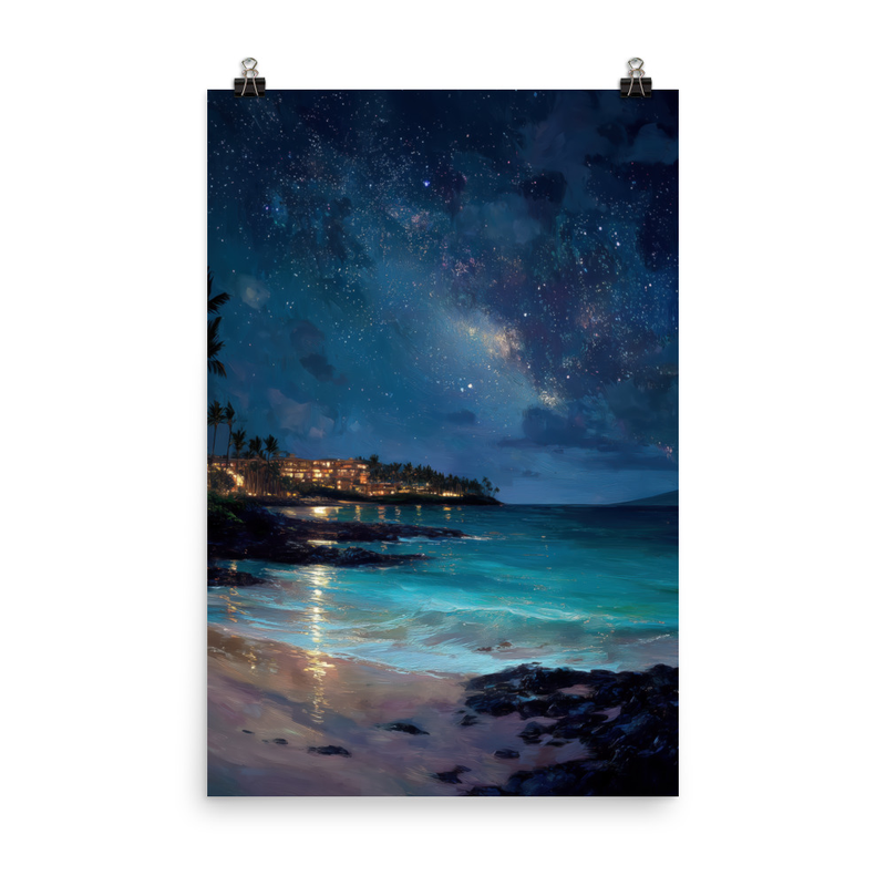 Wailea Beach at Night 3 — 24″×36″ poster mockup