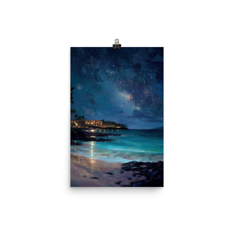 Wailea Beach at Night 3 — 12″×18″ poster mockup