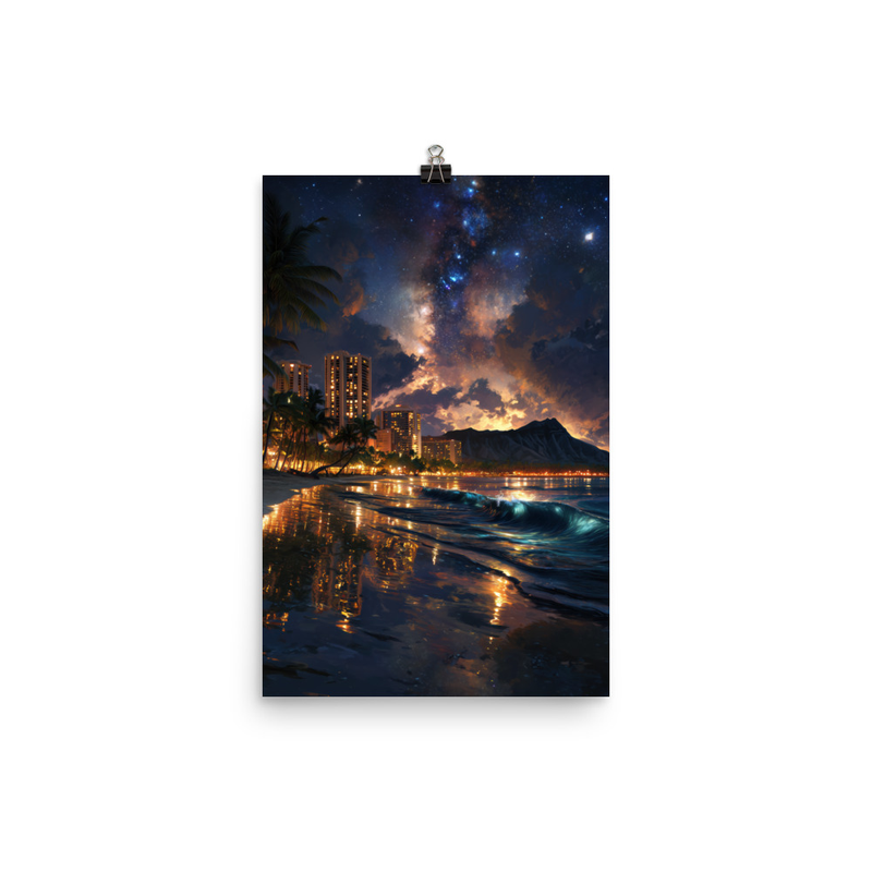 Waikiki Beach at Night 1 — 12″×18″ poster mockup