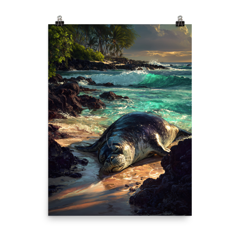 Hawaiian Monk Seal Beach 3 — 18″×24″ poster mockup