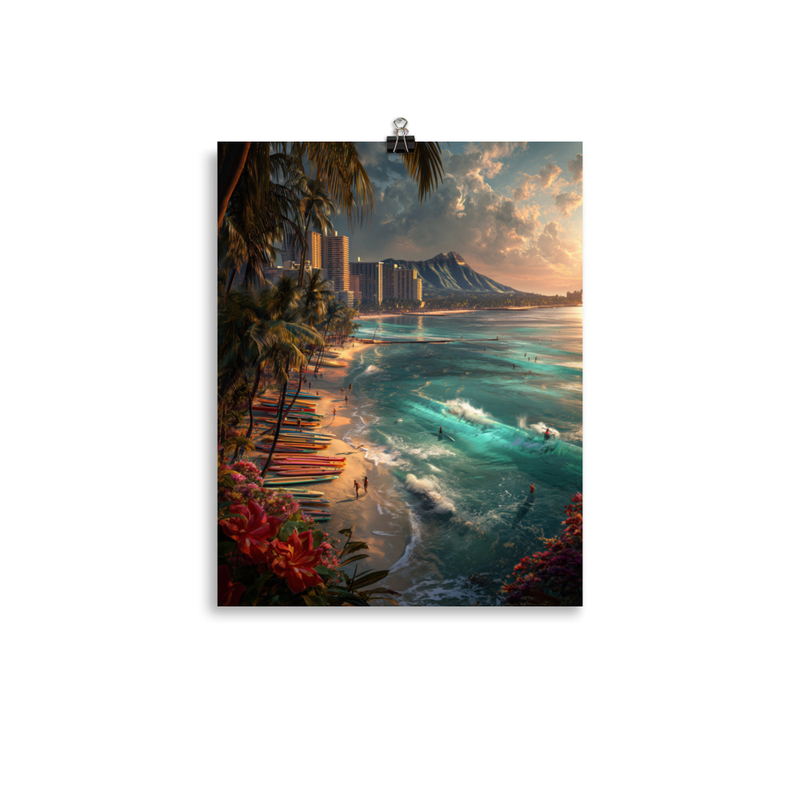 Waikiki Beach 1 — 11″×14″ poster mockup