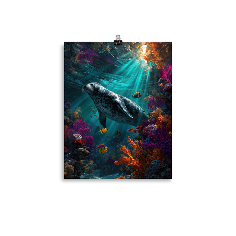 Hawaiian Monk Seal — 11″×14″ poster mockup