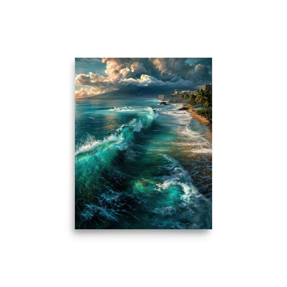 Kāʻanapali Beach Maui — Hawaiian poster, digital oil painting wall art