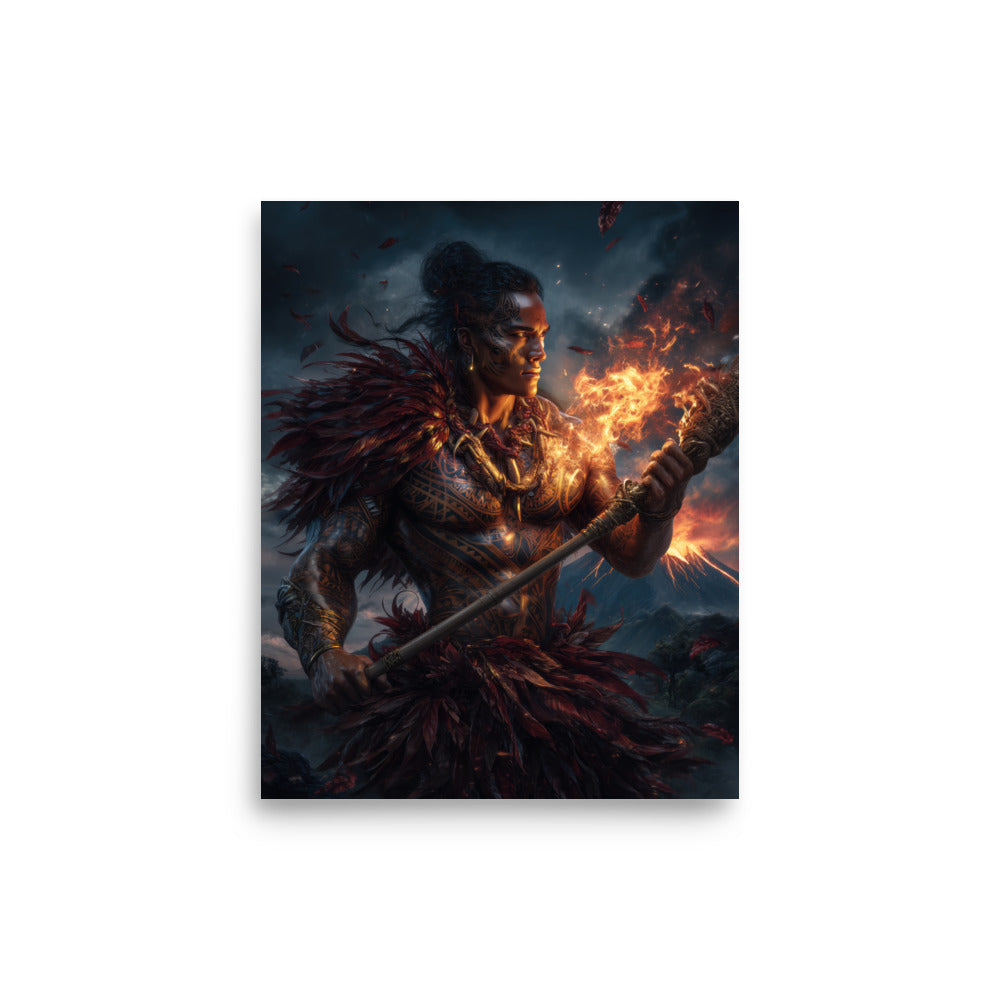 Kū Hawaiian War God — Hawaiian poster, digital oil painting wall art
