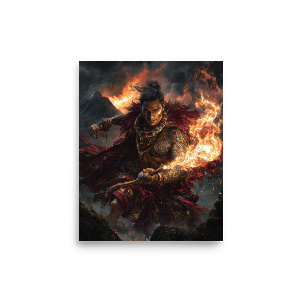 Kū Hawaiian War God — Hawaiian poster, digital oil painting wall art