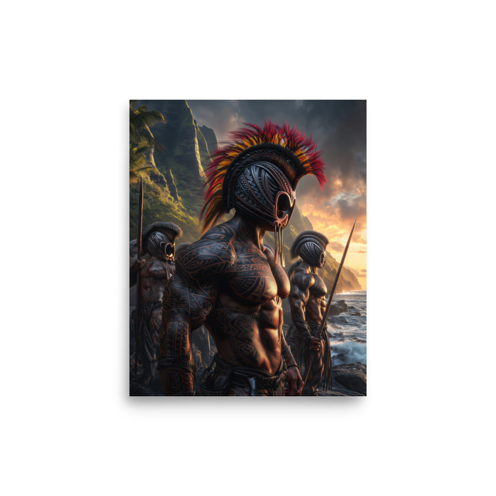 Hawaiian Warriors Koa Ikaika — Hawaiian poster, digital oil painting wall art